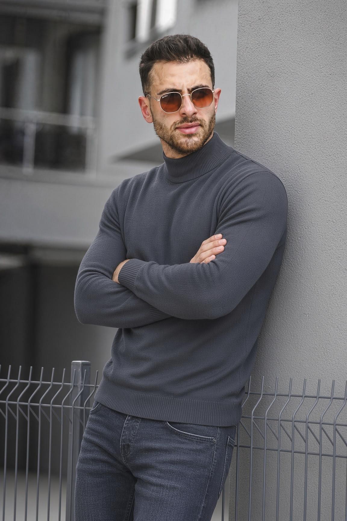 Seka 815 Pamuk Slim Fit Erkek Yarım Balıkçı Kazak