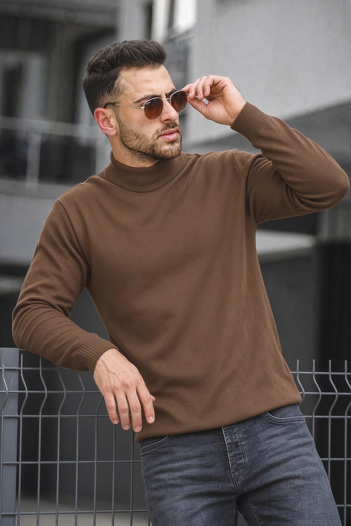 Seka 815 Pamuk Slim Fit Erkek Yarım Balıkçı Kazak