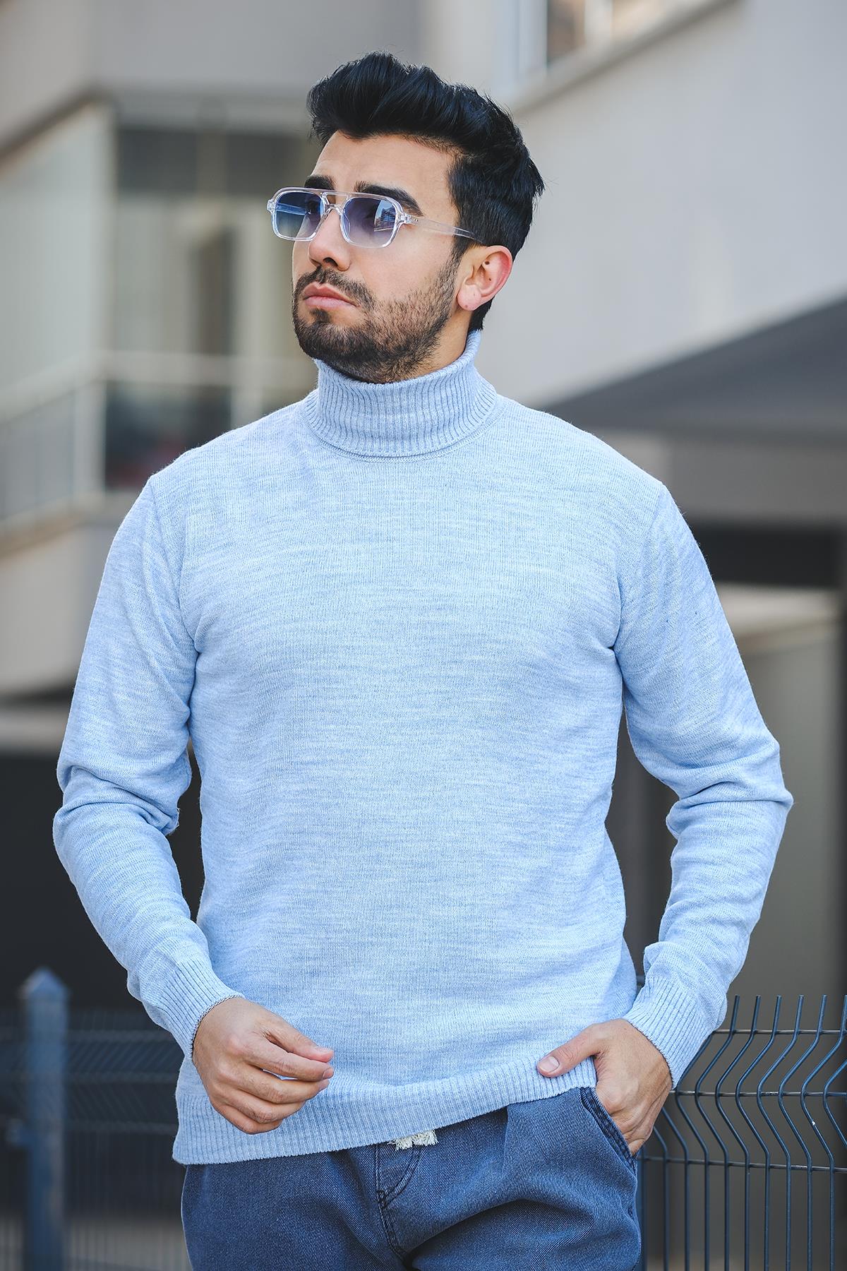 Seka 849 Pamuk Slim Fit Erkek Tam Balıkçı Boğazlı Kazak