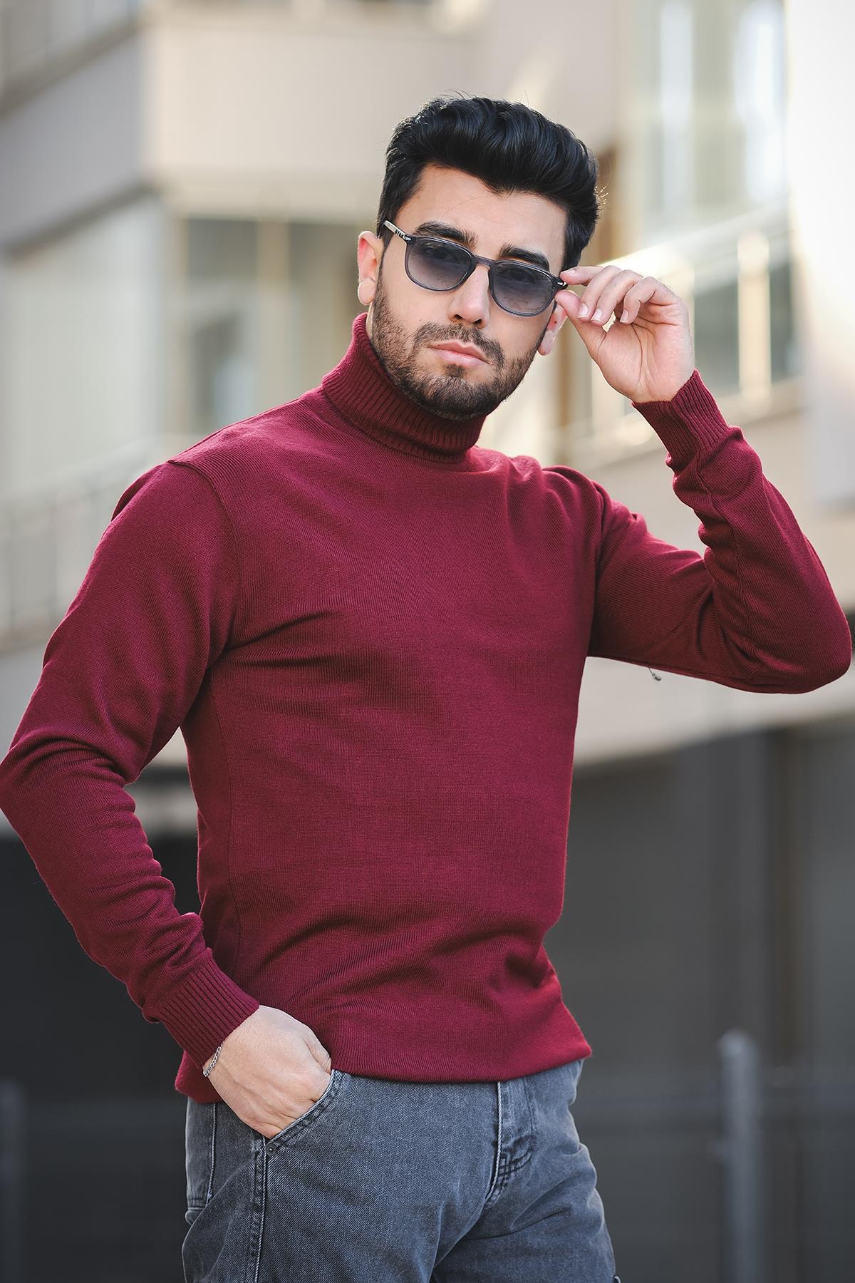 Seka 849 Pamuk Slim Fit Erkek Tam Balıkçı Boğazlı Kazak