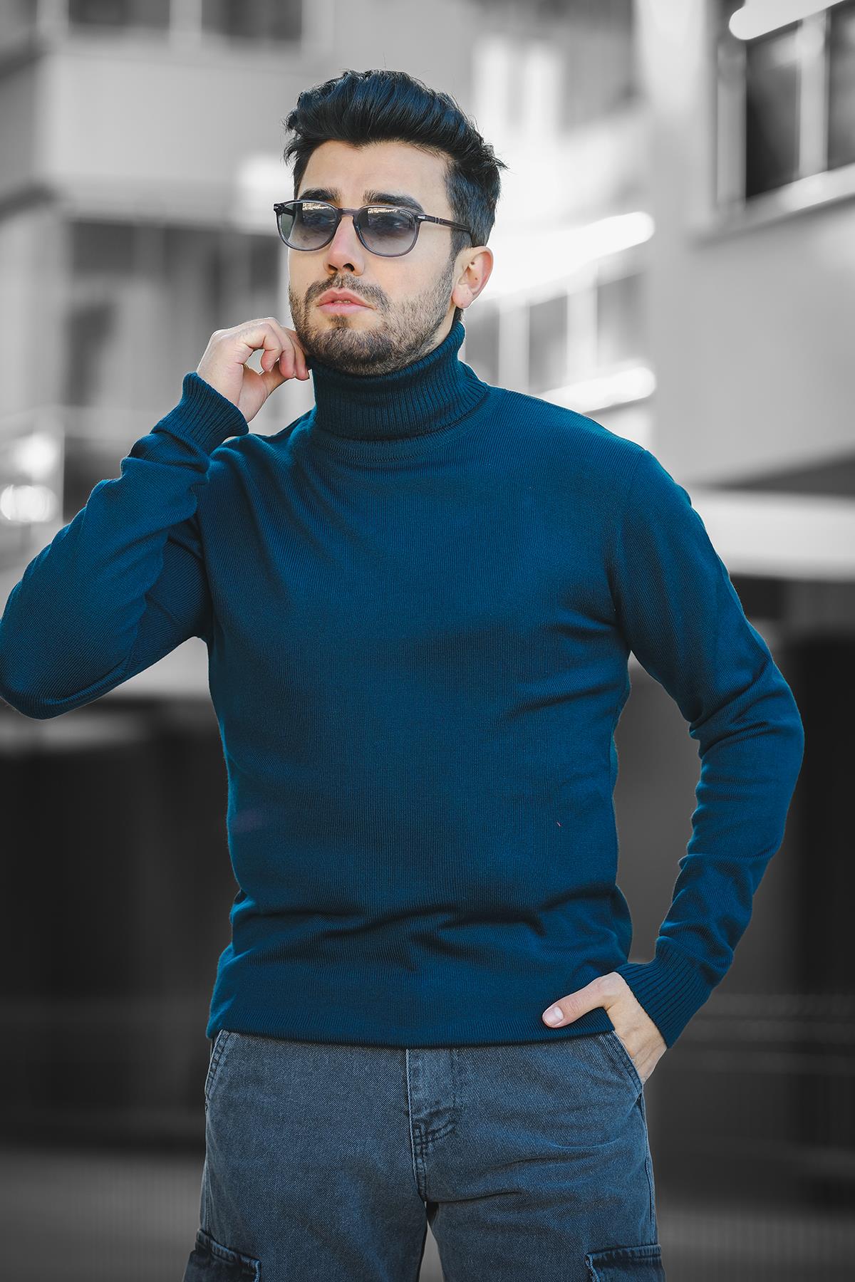 Seka 849 Pamuk Slim Fit Erkek Tam Balıkçı Boğazlı Kazak