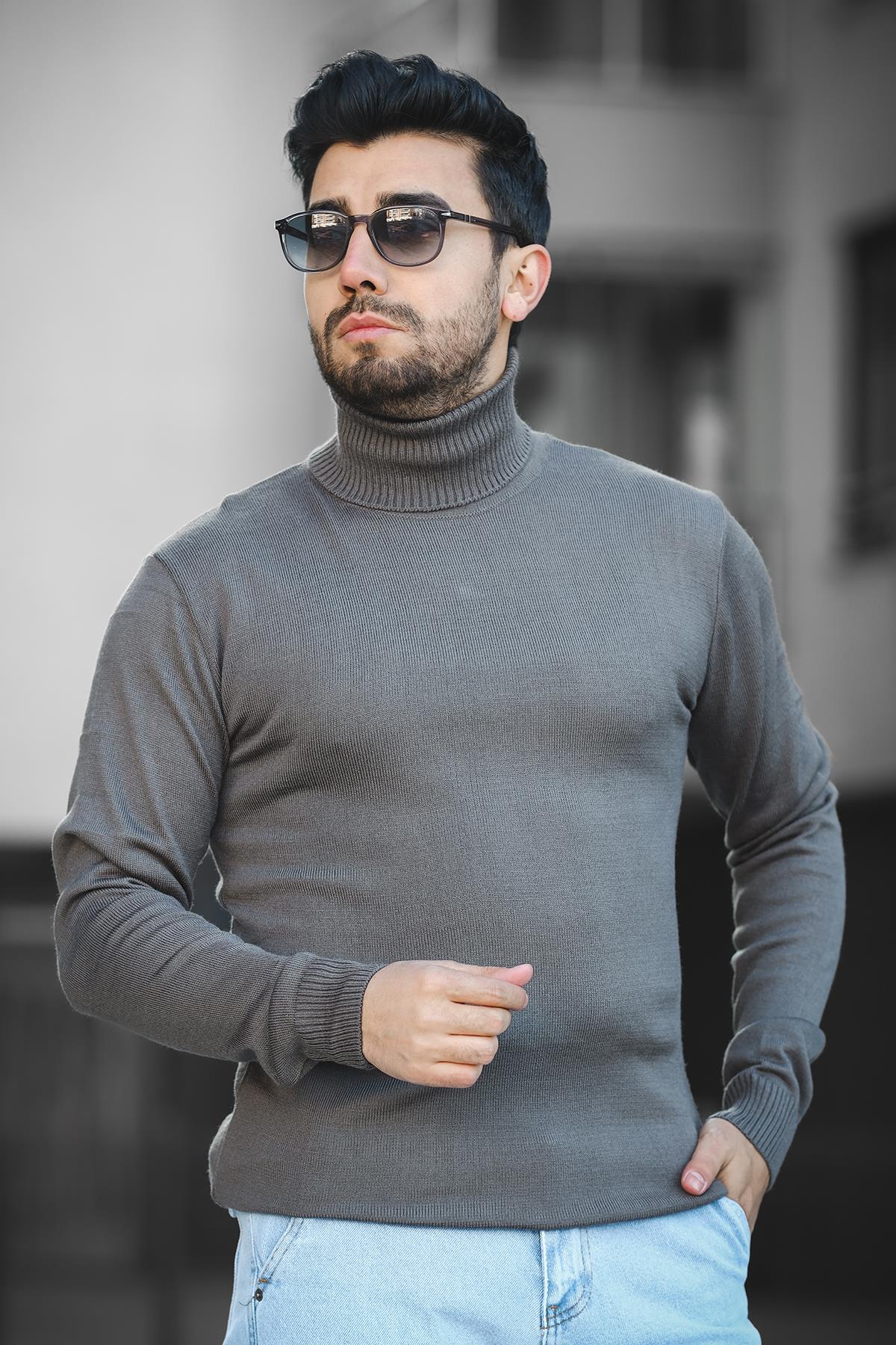 Seka 849 Pamuk Slim Fit Erkek Tam Balıkçı Boğazlı Kazak