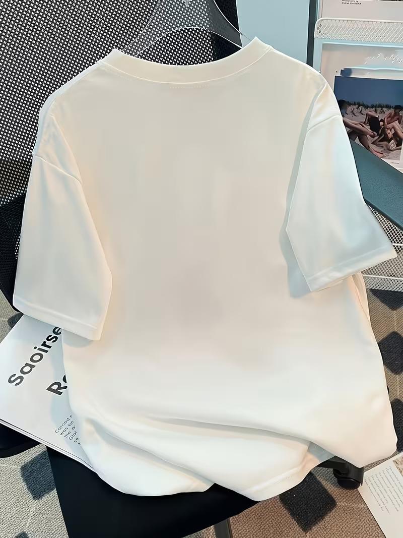 Sevimli Panda Grafikli İpli Cep Detaylı Kısa Kollu Oversize Unisex Bisiklet Yaka Tişört
