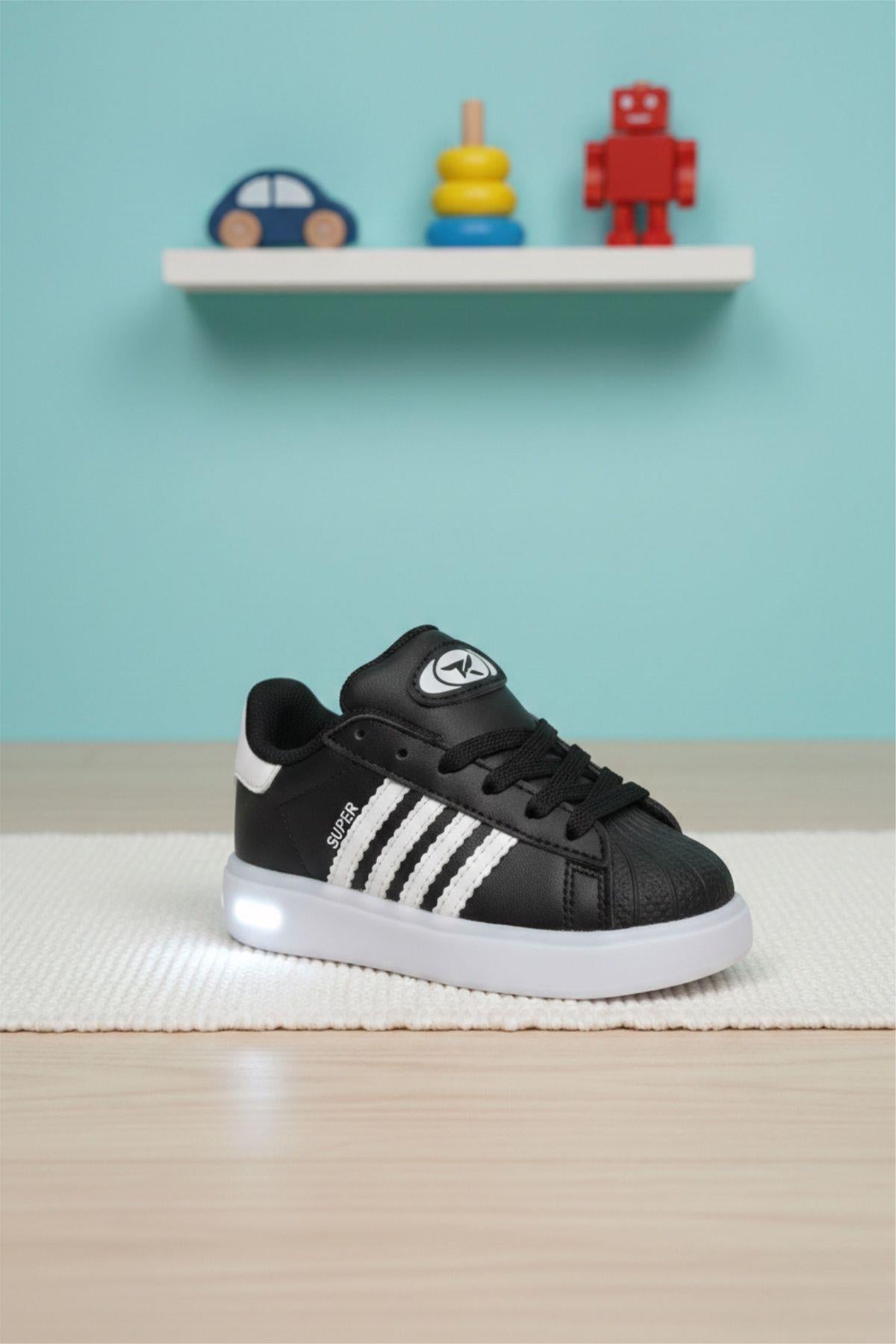 Supers Kaymaz Tabanlı Unisex Işıklı Çocuk Spor Ayakkabı