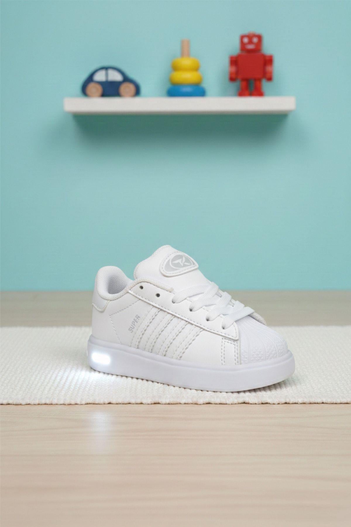 Supers Kaymaz Tabanlı Unisex Işıklı Çocuk Spor Ayakkabı