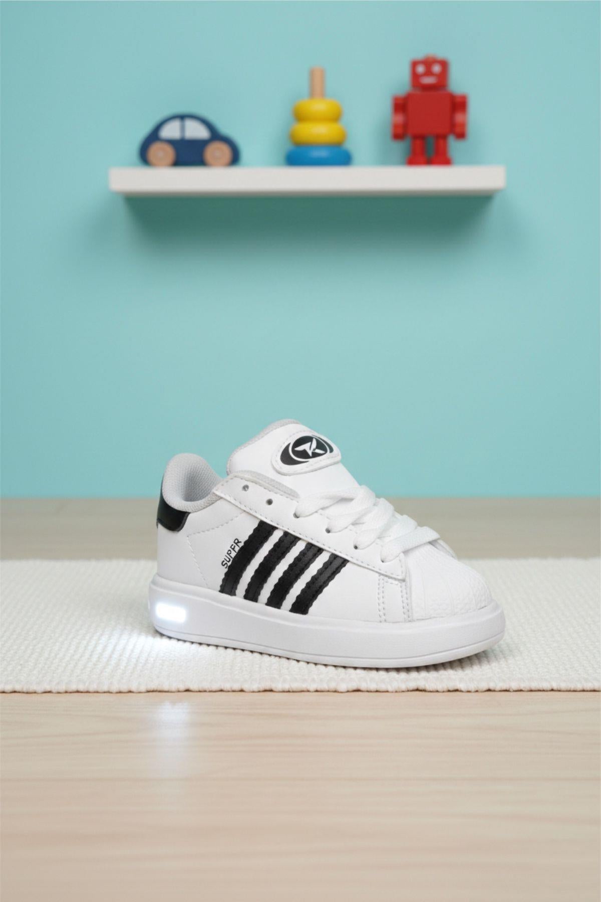 Supers Kaymaz Tabanlı Unisex Işıklı Çocuk Spor Ayakkabı
