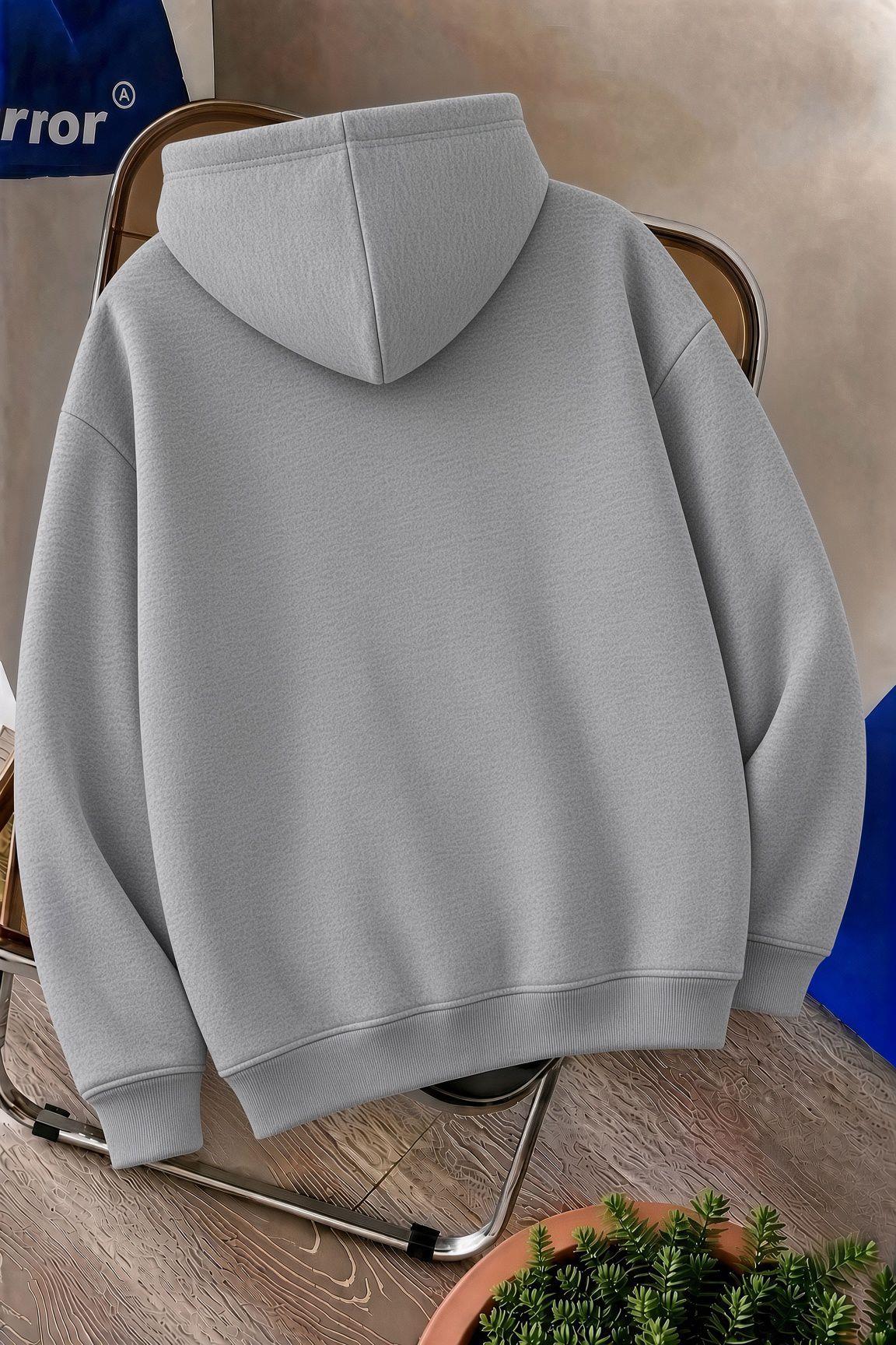Sw Life Design Minimalist İllüstrasyon Baskılı Unisex Kapüşonlu Sweatshirt-Büyük Beden Seçenekli