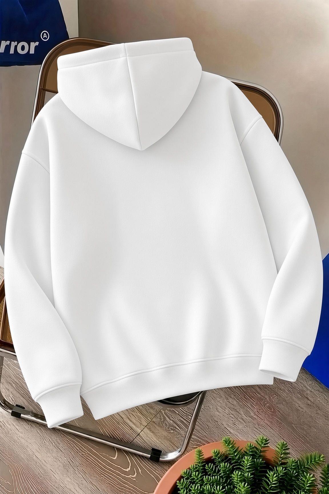 Sw Life Design Minimalist İllüstrasyon Baskılı Unisex Kapüşonlu Sweatshirt-Büyük Beden Seçenekli