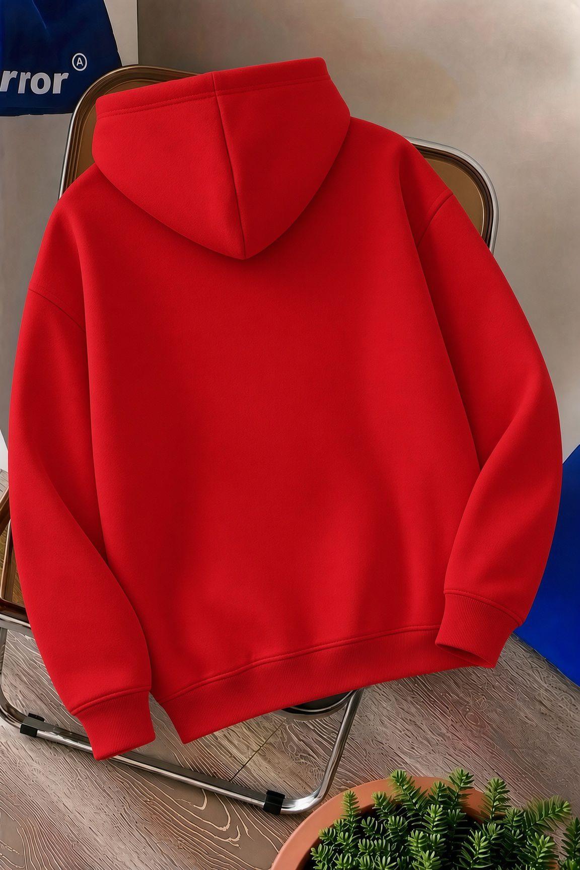 Sw Life Design Minimalist İllüstrasyon Baskılı Unisex Kapüşonlu Sweatshirt-Büyük Beden Seçenekli