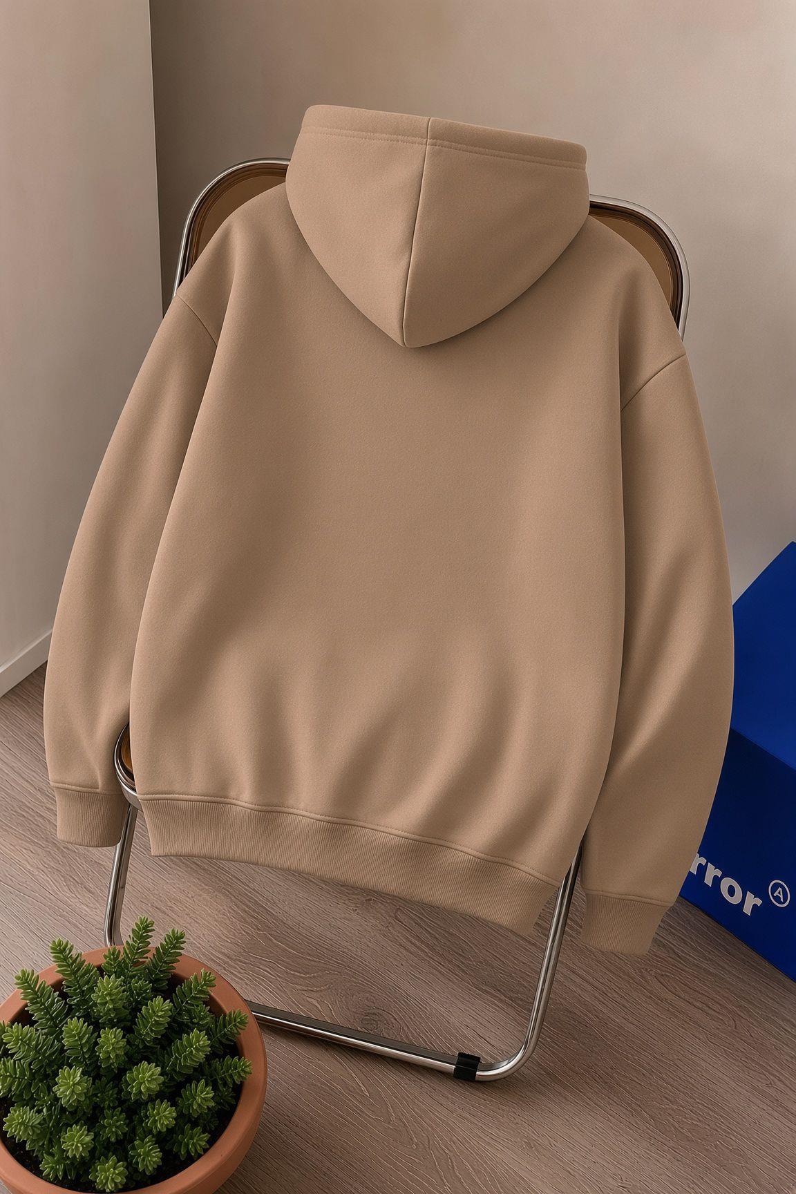 Sw Life Design Minimalist İllüstrasyon Baskılı Unisex Kapüşonlu Sweatshirt-Büyük Beden Seçenekli