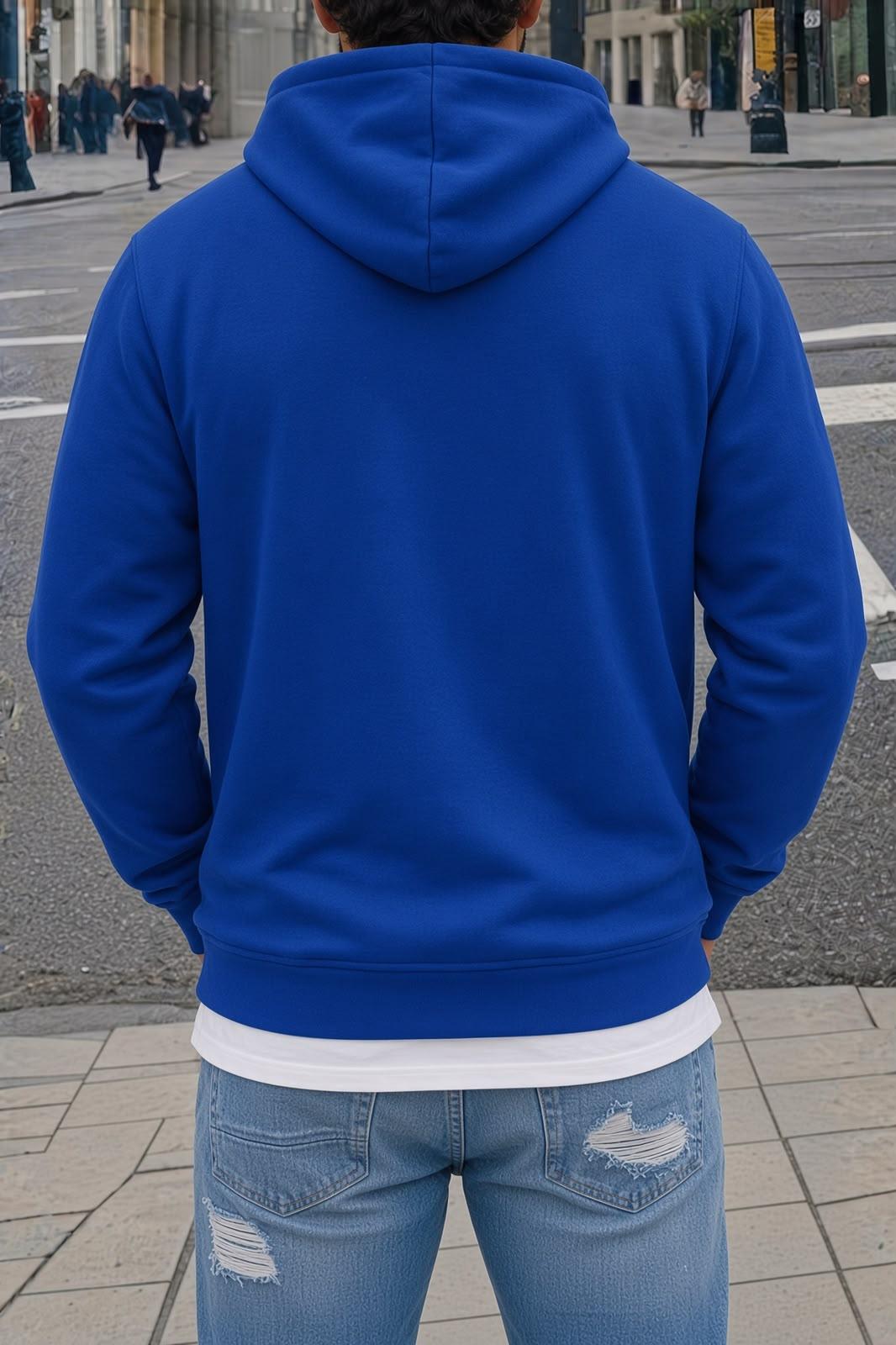 Sw Newyork Brooklyn Baskılı İki İplik Pamuklu Erkek Kanguru Cepli Kapüşonlu Sweatshirt / Hoodie