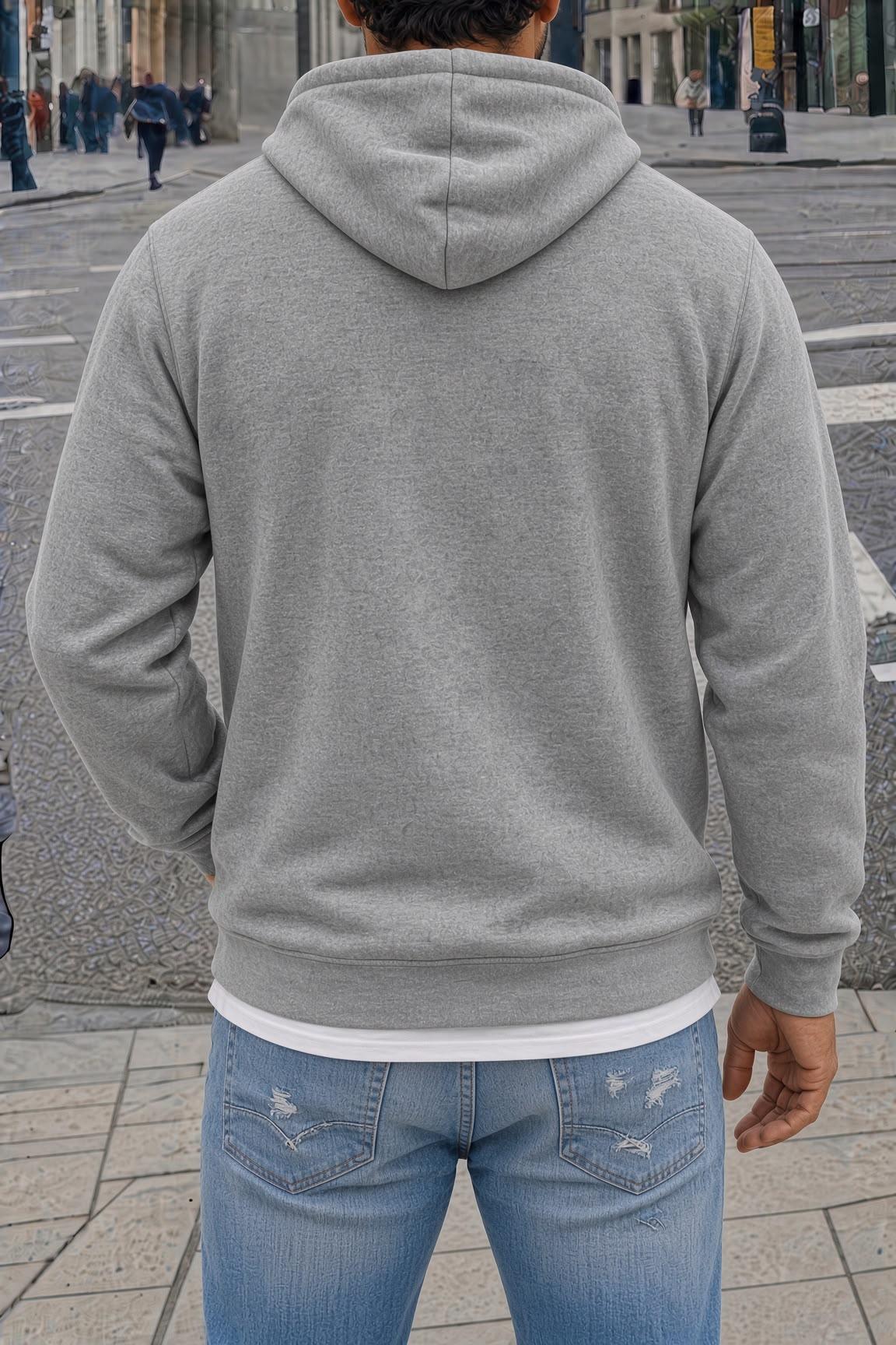 Sw Newyork Brooklyn Baskılı İki İplik Pamuklu Erkek Kanguru Cepli Kapüşonlu Sweatshirt / Hoodie
