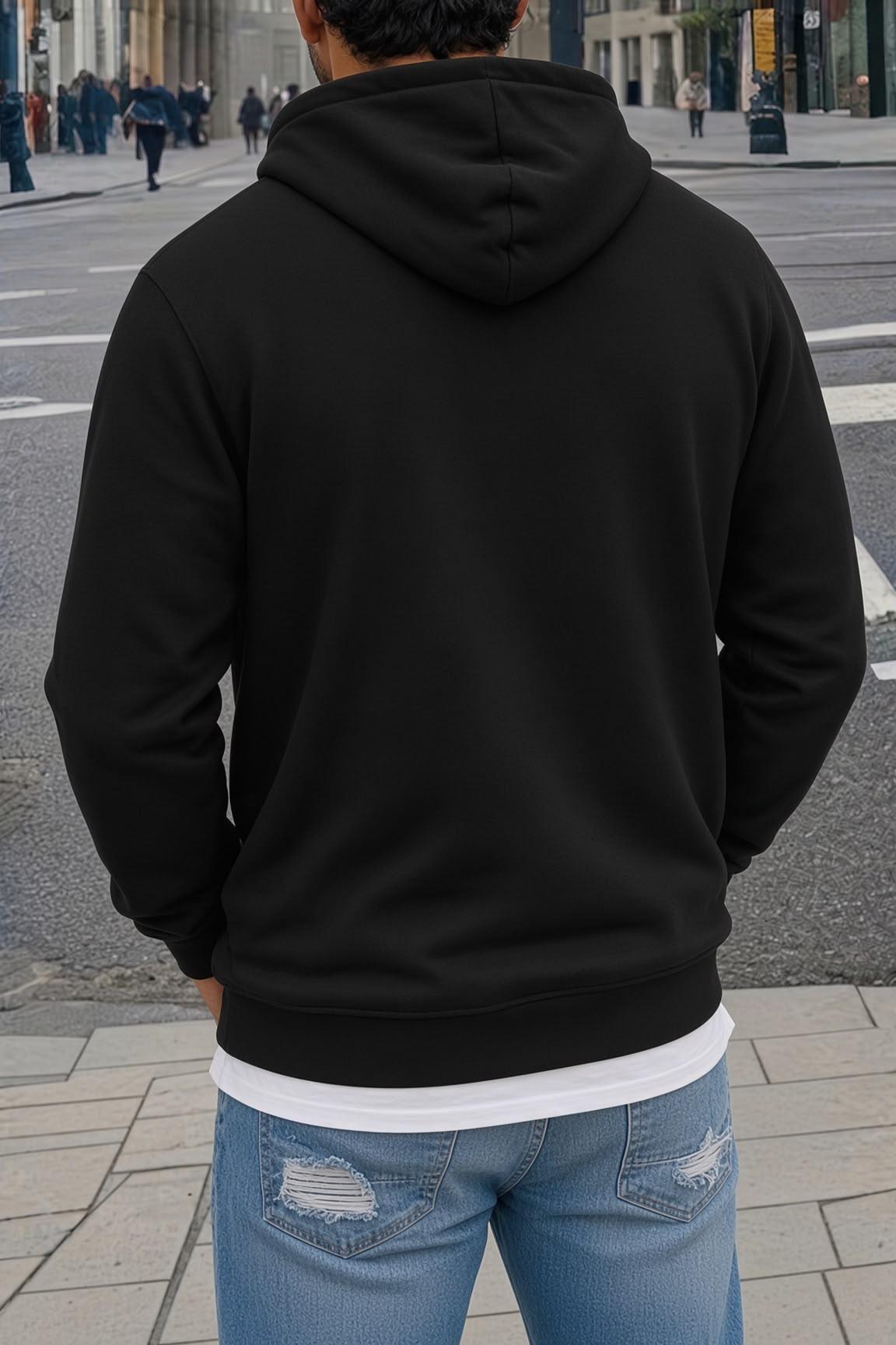 Sw Newyork Brooklyn Baskılı İki İplik Pamuklu Erkek Kanguru Cepli Kapüşonlu Sweatshirt / Hoodie