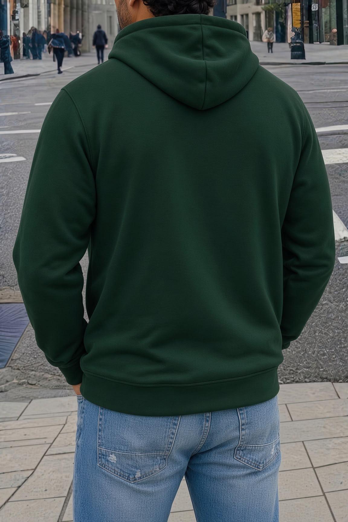 Sw Newyork Brooklyn Baskılı İki İplik Pamuklu Erkek Kanguru Cepli Kapüşonlu Sweatshirt / Hoodie