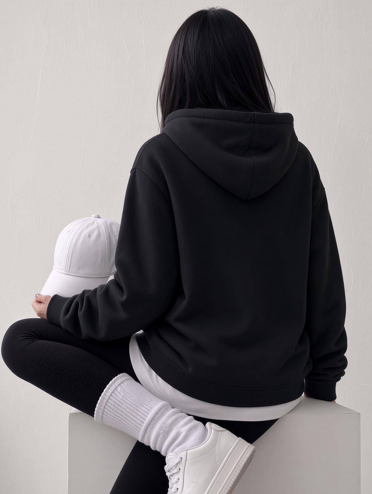 Sw Unisex Oversize "New York Crew" Baskılı Kapüşonlu Kanguru Cep Sweatshirt