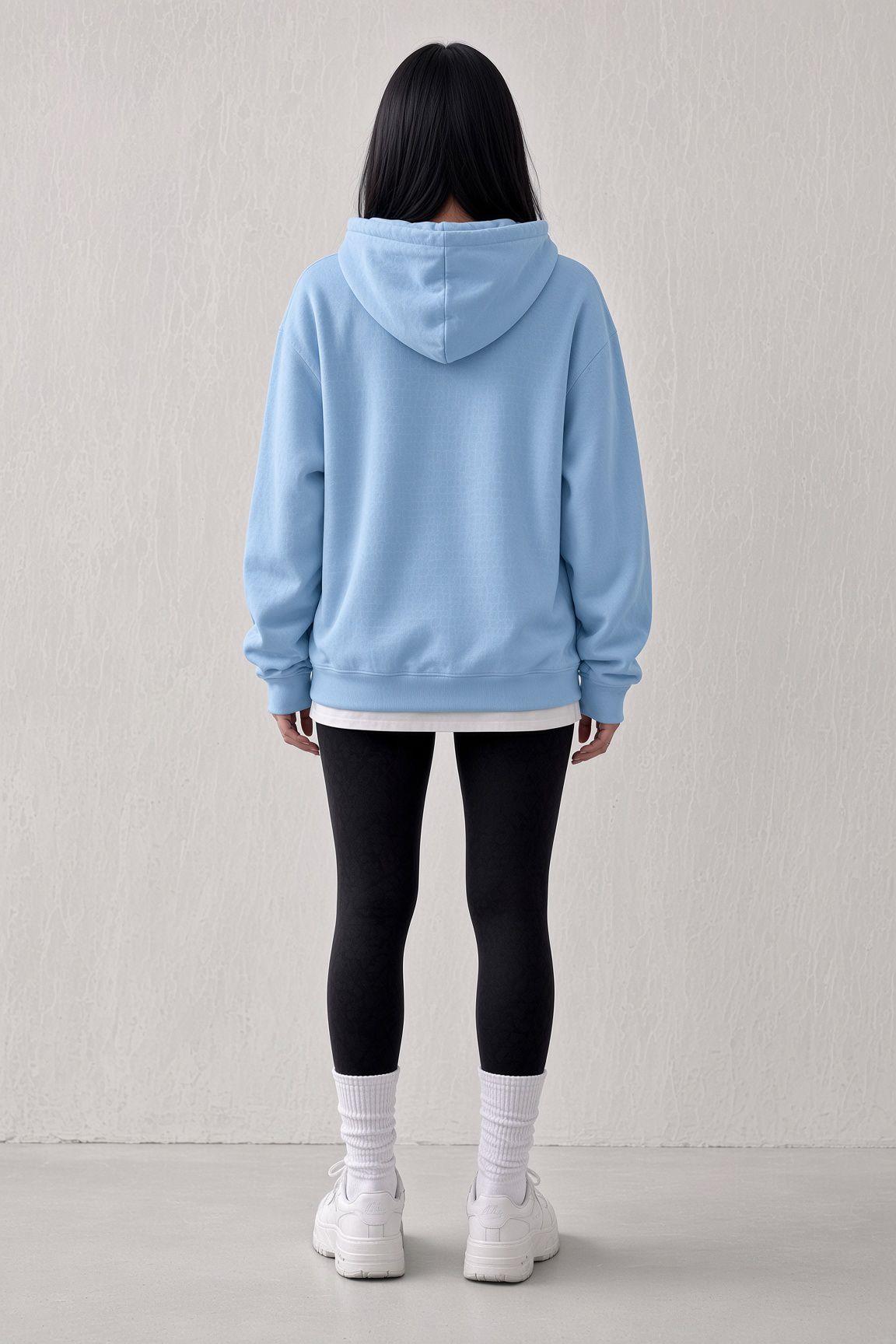 Sw Unisex Oversize "New York Crew" Baskılı Kapüşonlu Kanguru Cep Sweatshirt