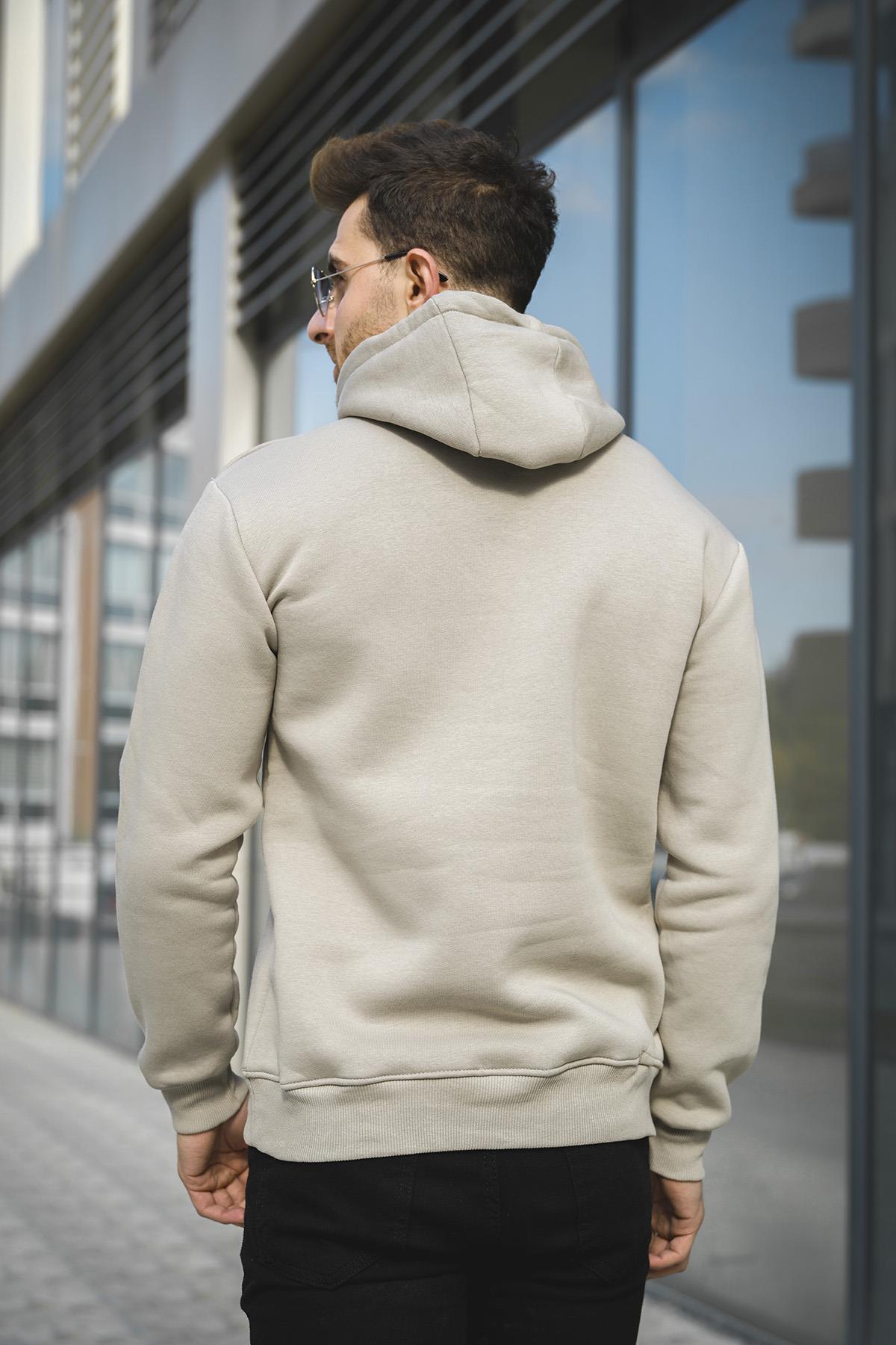 Janvier Üç İplik Şardonlu Fitted Kapüşonlu Basic Erkek Sweatshirt