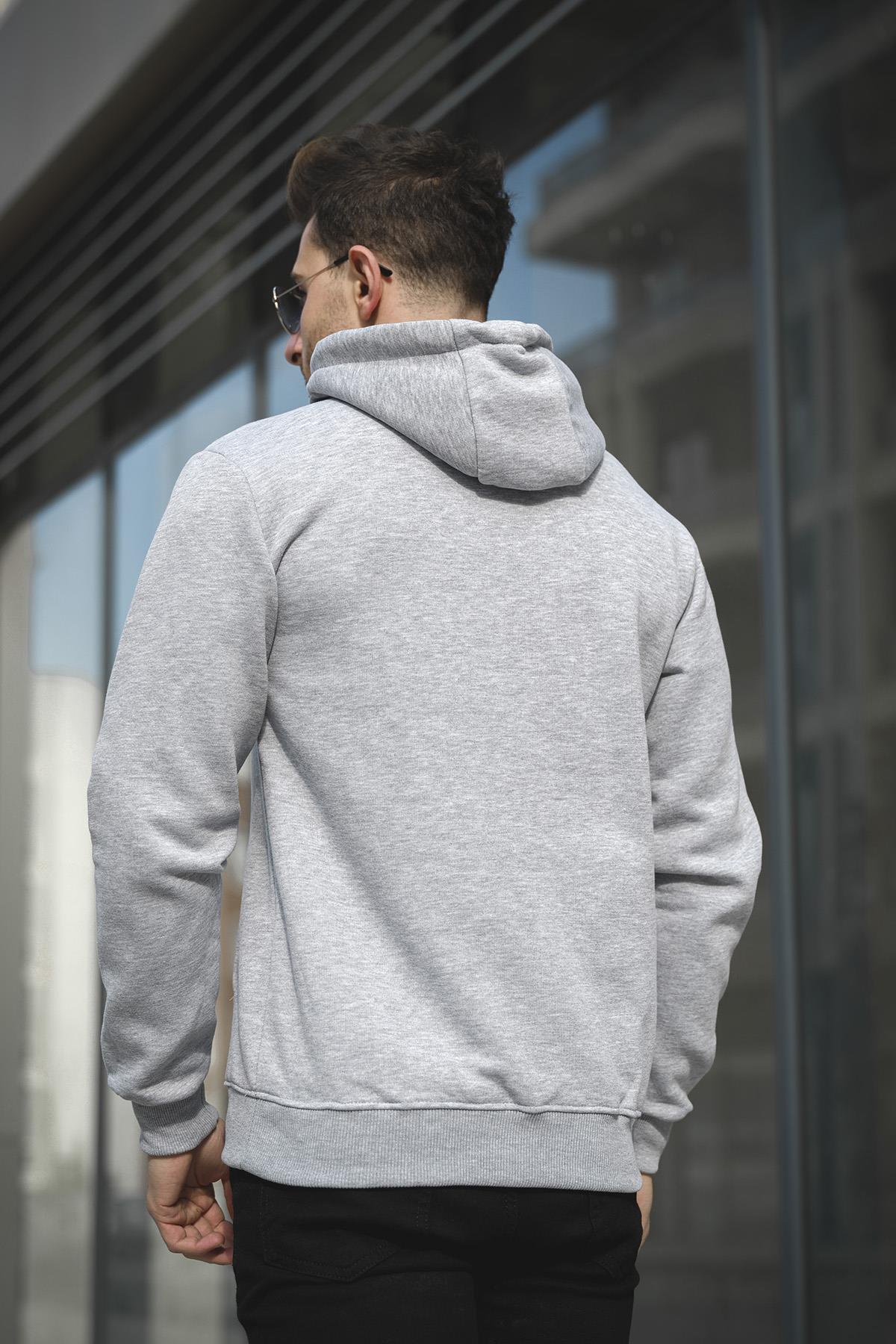 Janvier Üç İplik Şardonlu Fitted Kapüşonlu Basic Erkek Sweatshirt