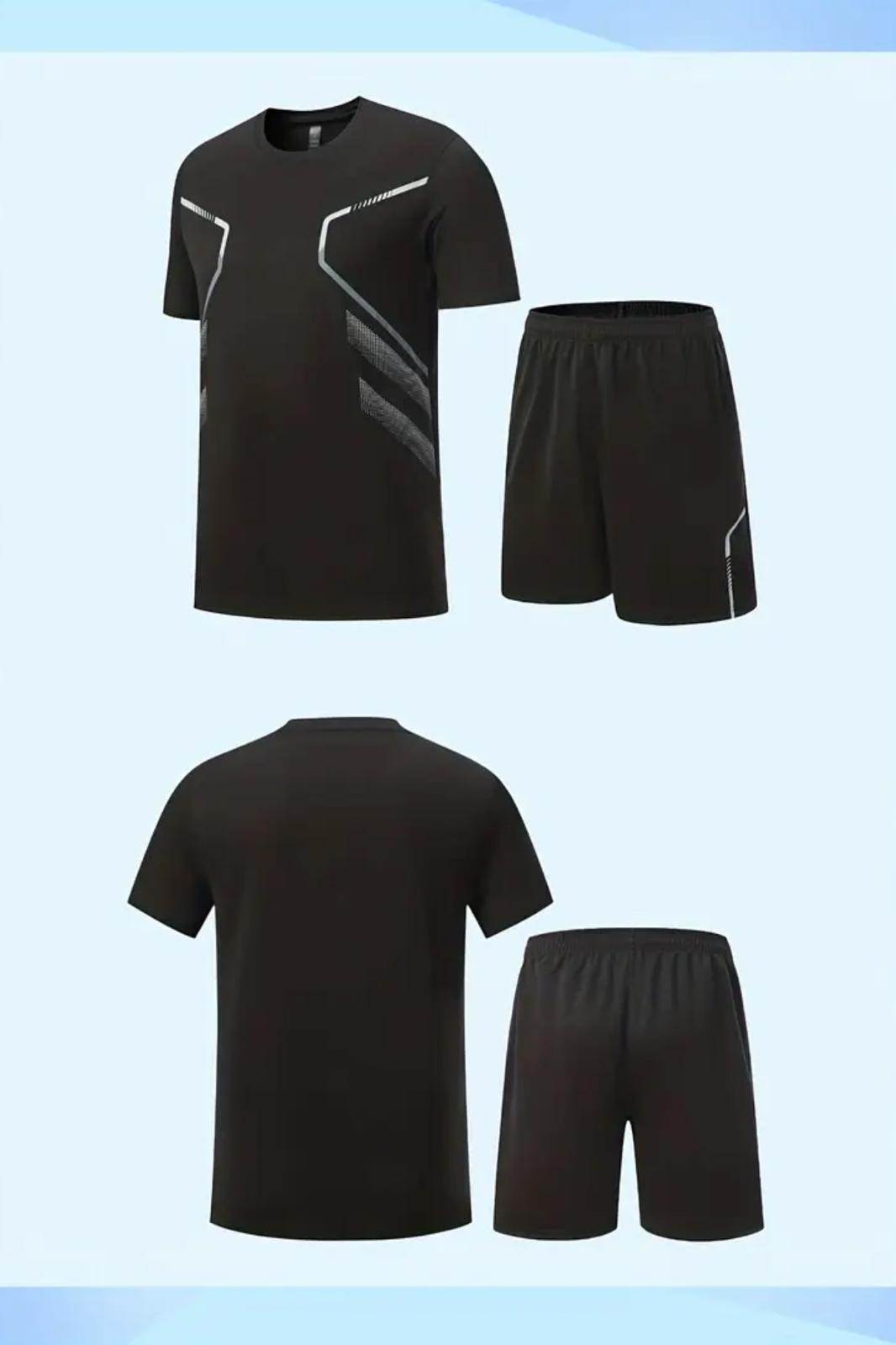 Tosta Erkek Mikro Polyester Baskılı Yürüyüş Ve Koşu Antreman Sporcu Tişört Şort Alt Üst Ikili Takım