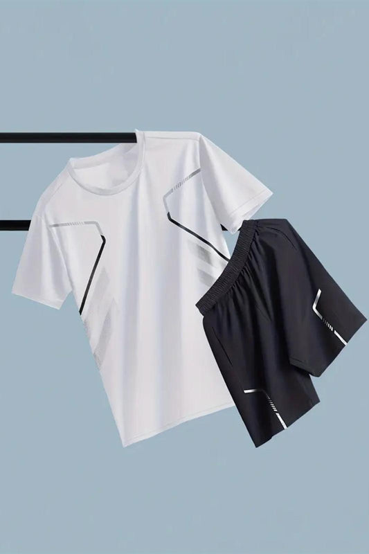 Tosta Erkek Mikro Polyester Baskılı Yürüyüş Ve Koşu Antreman Sporcu Tişört Şort Alt Üst Ikili Takım