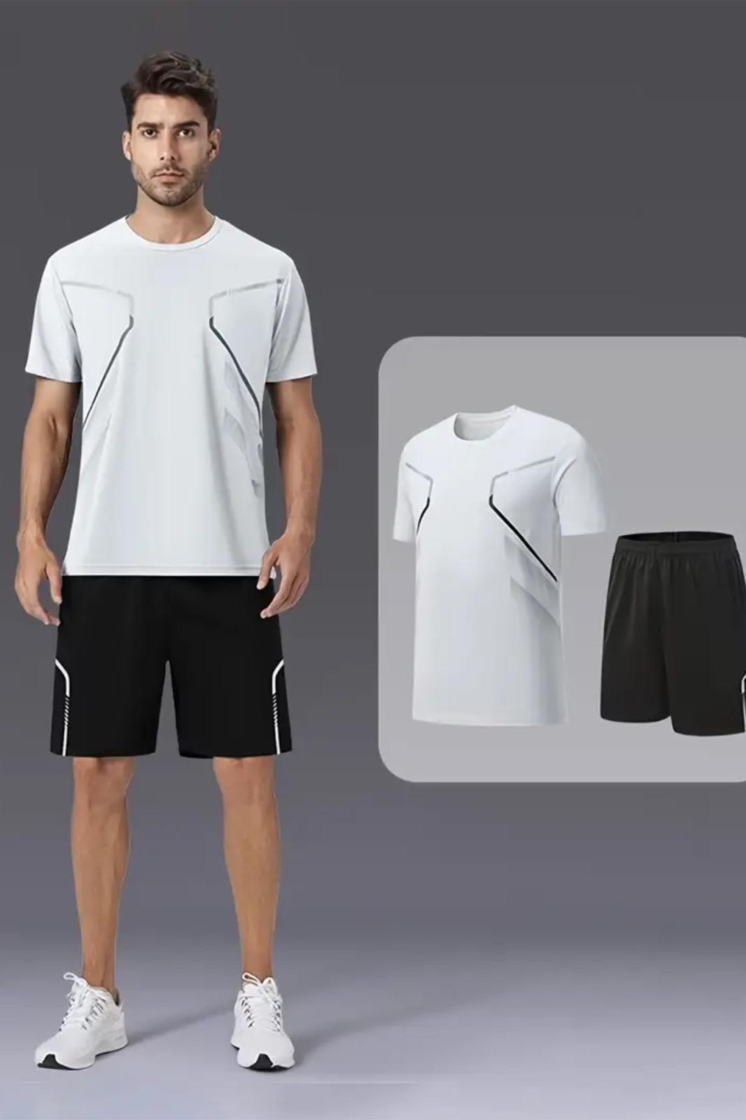 Tosta Erkek Mikro Polyester Baskılı Yürüyüş Ve Koşu Antreman Sporcu Tişört Şort Alt Üst Ikili Takım