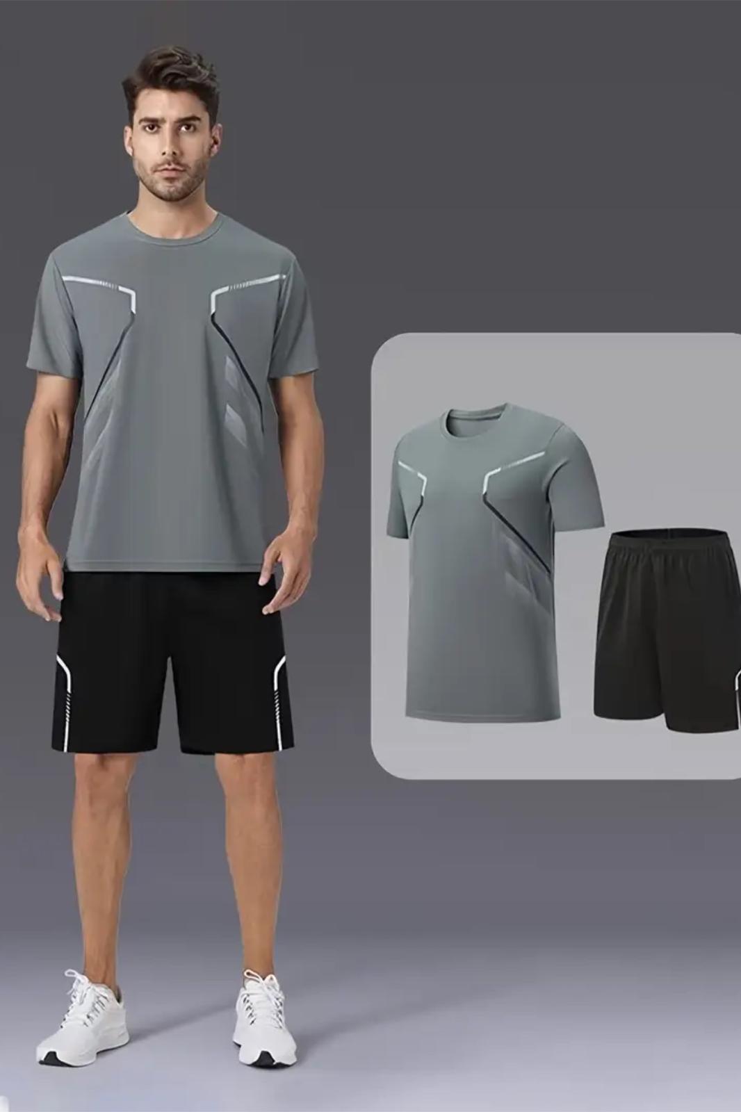 Tosta Erkek Mikro Polyester Baskılı Yürüyüş Ve Koşu Antreman Sporcu Tişört Şort Alt Üst Ikili Takım