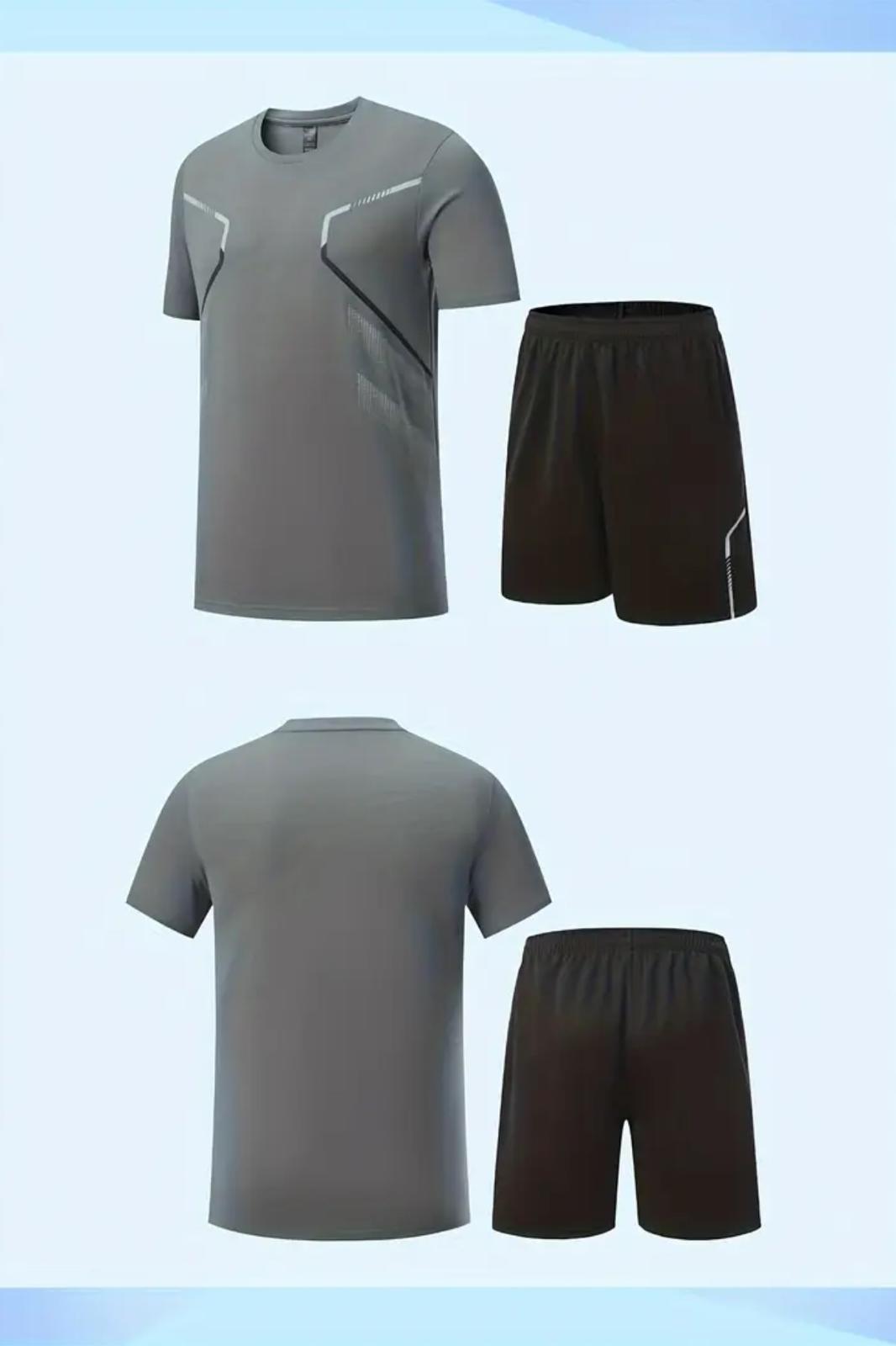 Tosta Erkek Mikro Polyester Baskılı Yürüyüş Ve Koşu Antreman Sporcu Tişört Şort Alt Üst Ikili Takım