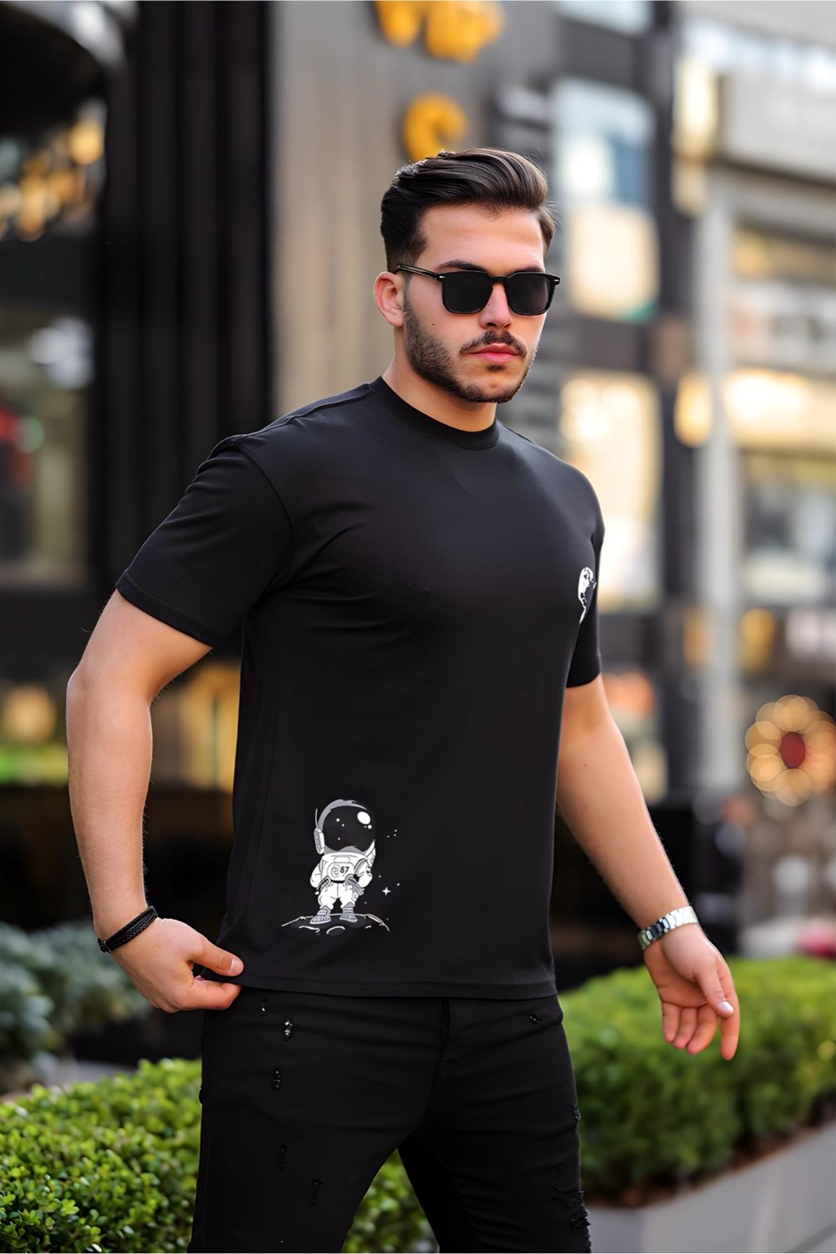 Trc 2778 Astro Baskılı Bisiklet Yaka Erkek Tshirt