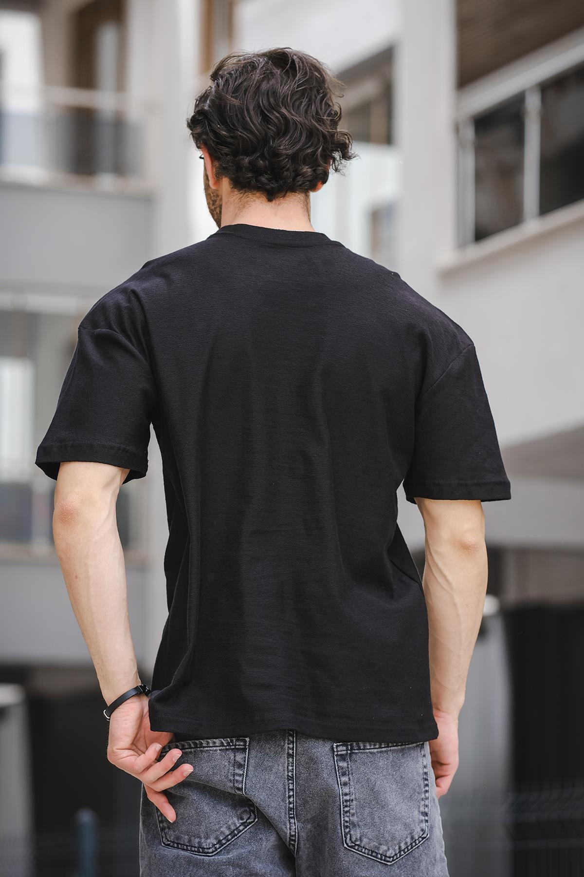 Trc 2783 Baskılı Bisiklet Yaka Oversize Erkek Tshirt