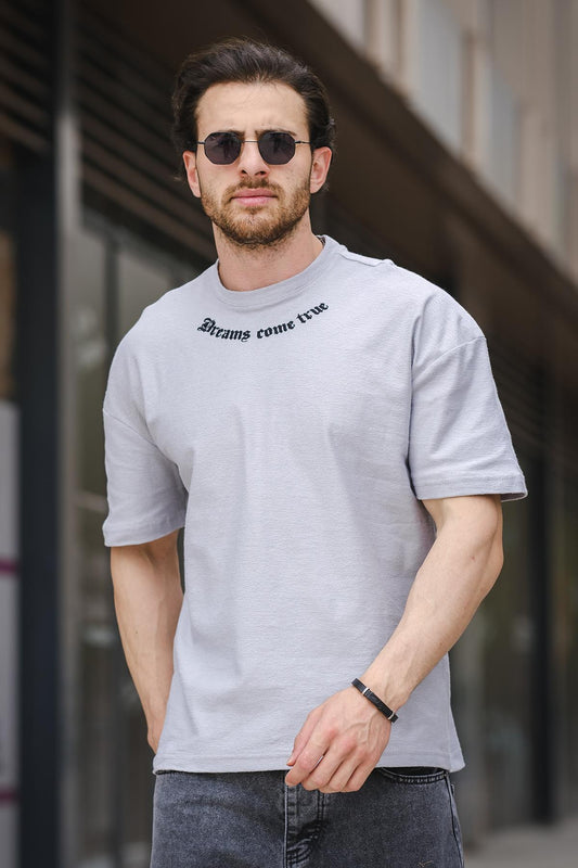 Trc 2783 Baskılı Bisiklet Yaka Oversize Erkek Tshirt