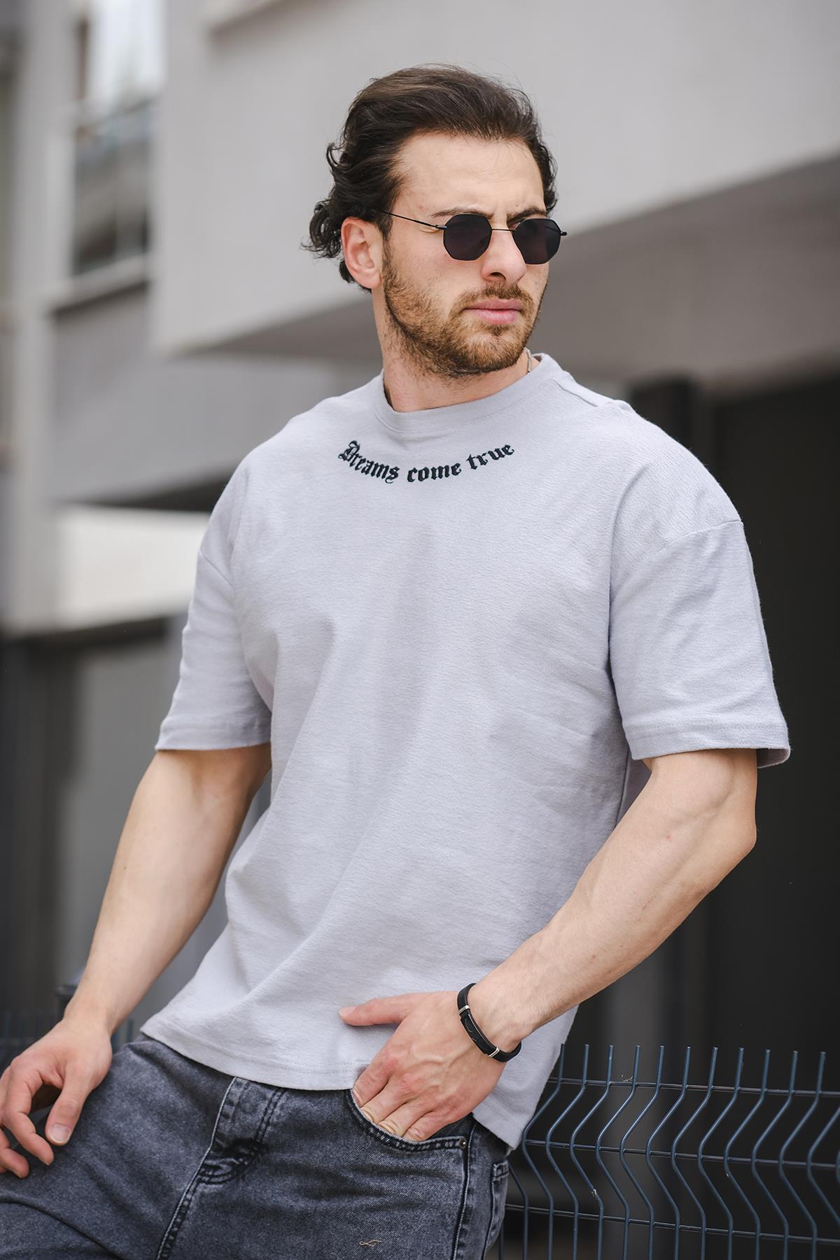 Trc 2783 Baskılı Bisiklet Yaka Oversize Erkek Tshirt