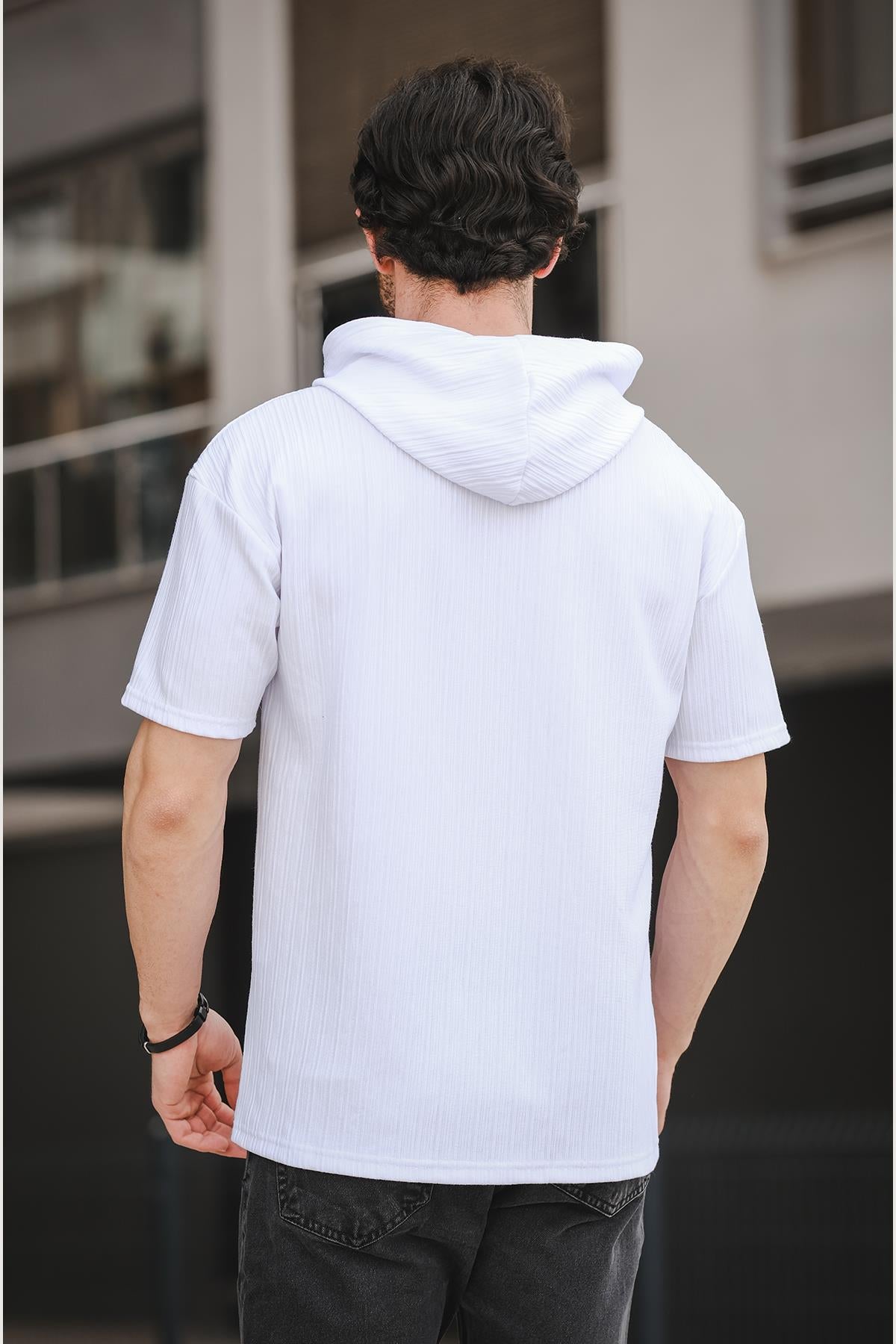 Trc 2789 Baskılı Kapüşonlu Oversize Erkek Tshirt