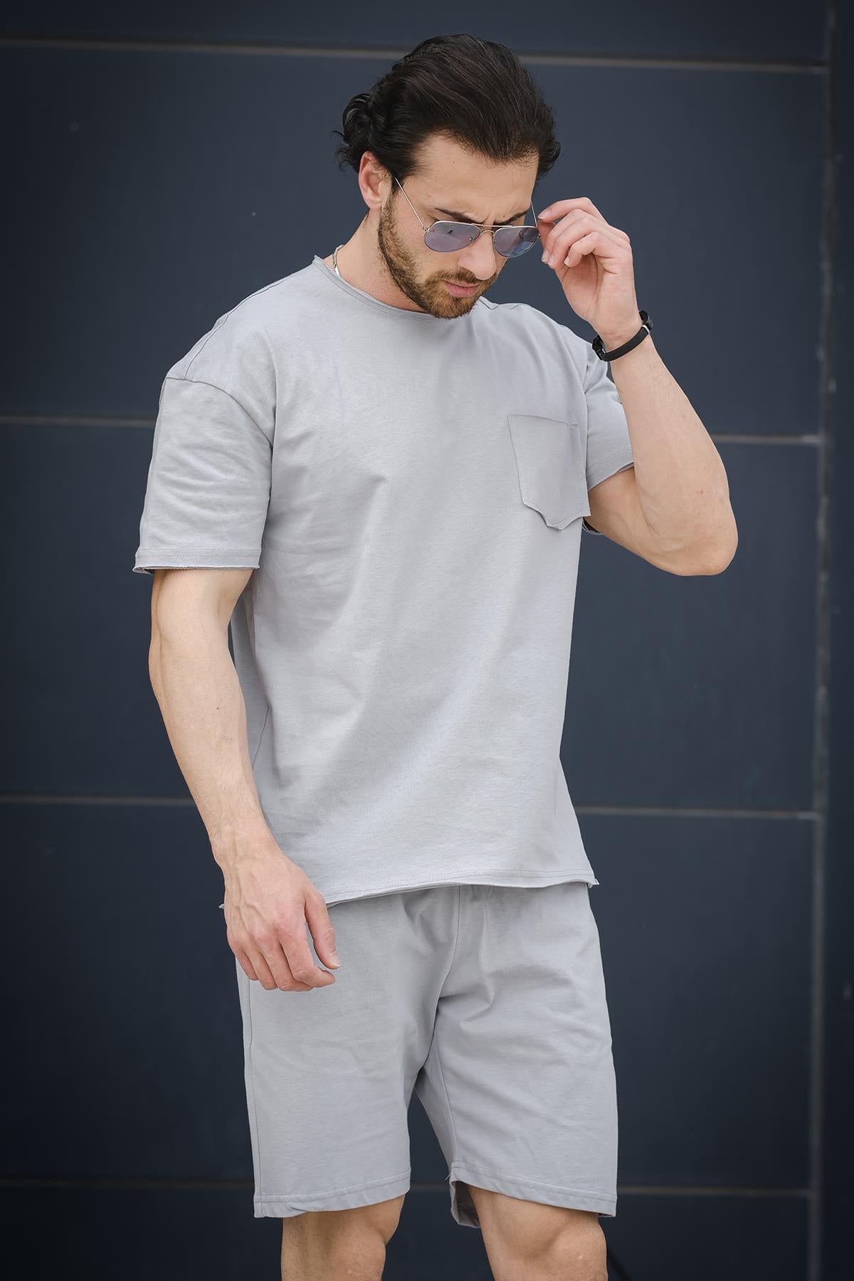 Trc 2816 Oversize Cepli Erkek Şort Tshirt Takım