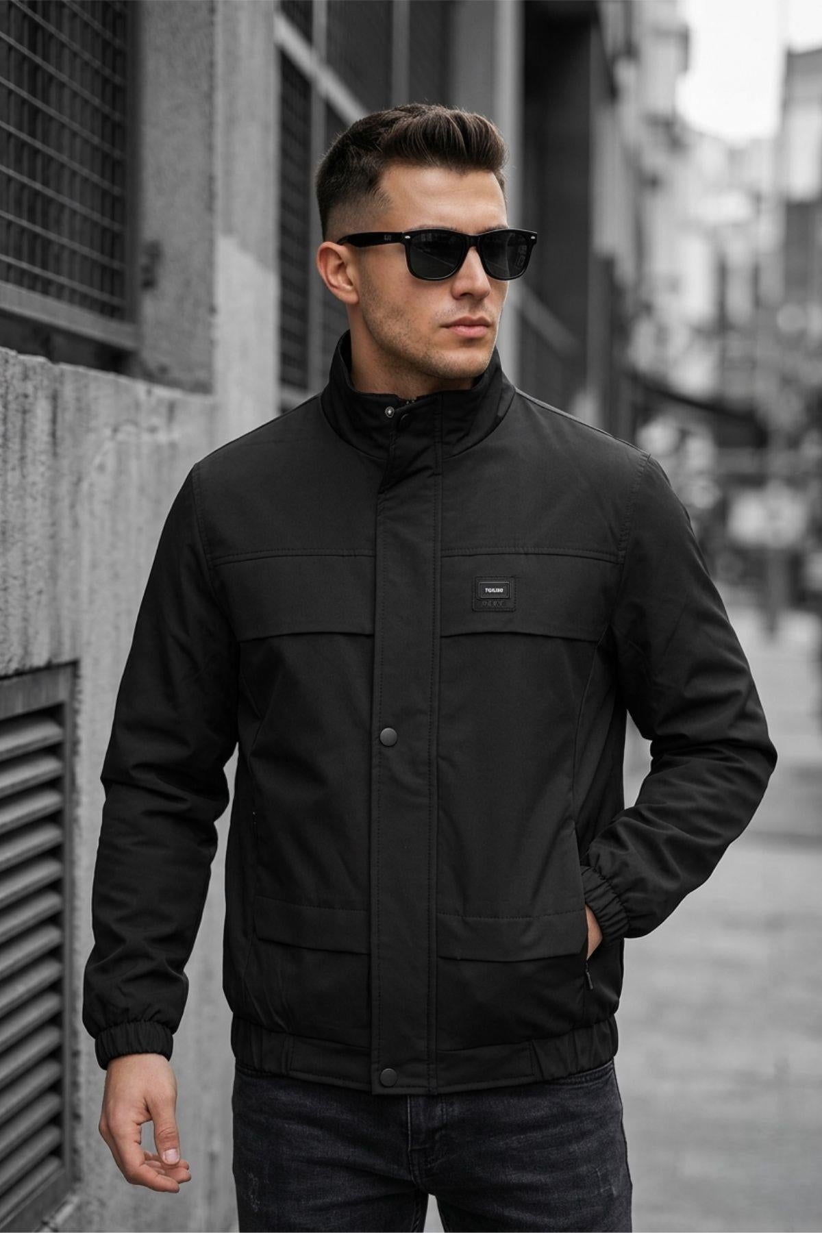 Trend Style Slim Fit Suya Dayanıklı Erkek Mevsimlik Ceket - Fermuarlı ve Cepli