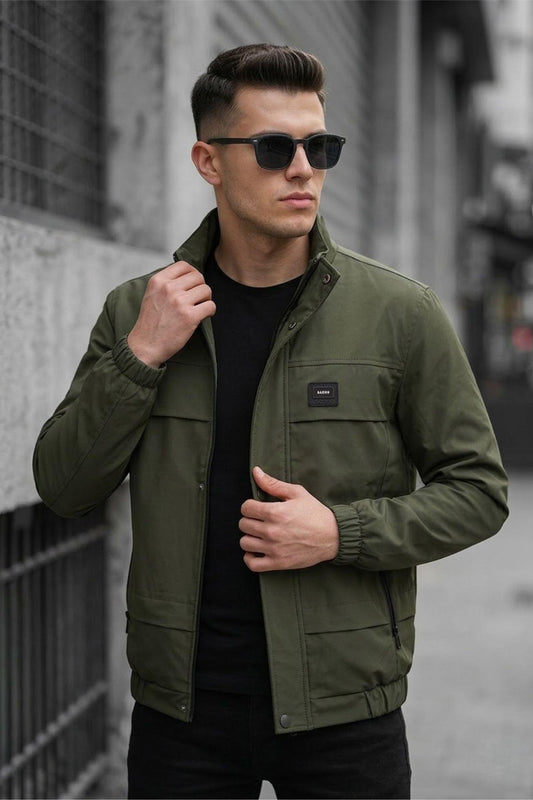 Trend Style Slim Fit Suya Dayanıklı Erkek Mevsimlik Ceket - Fermuarlı ve Cepli