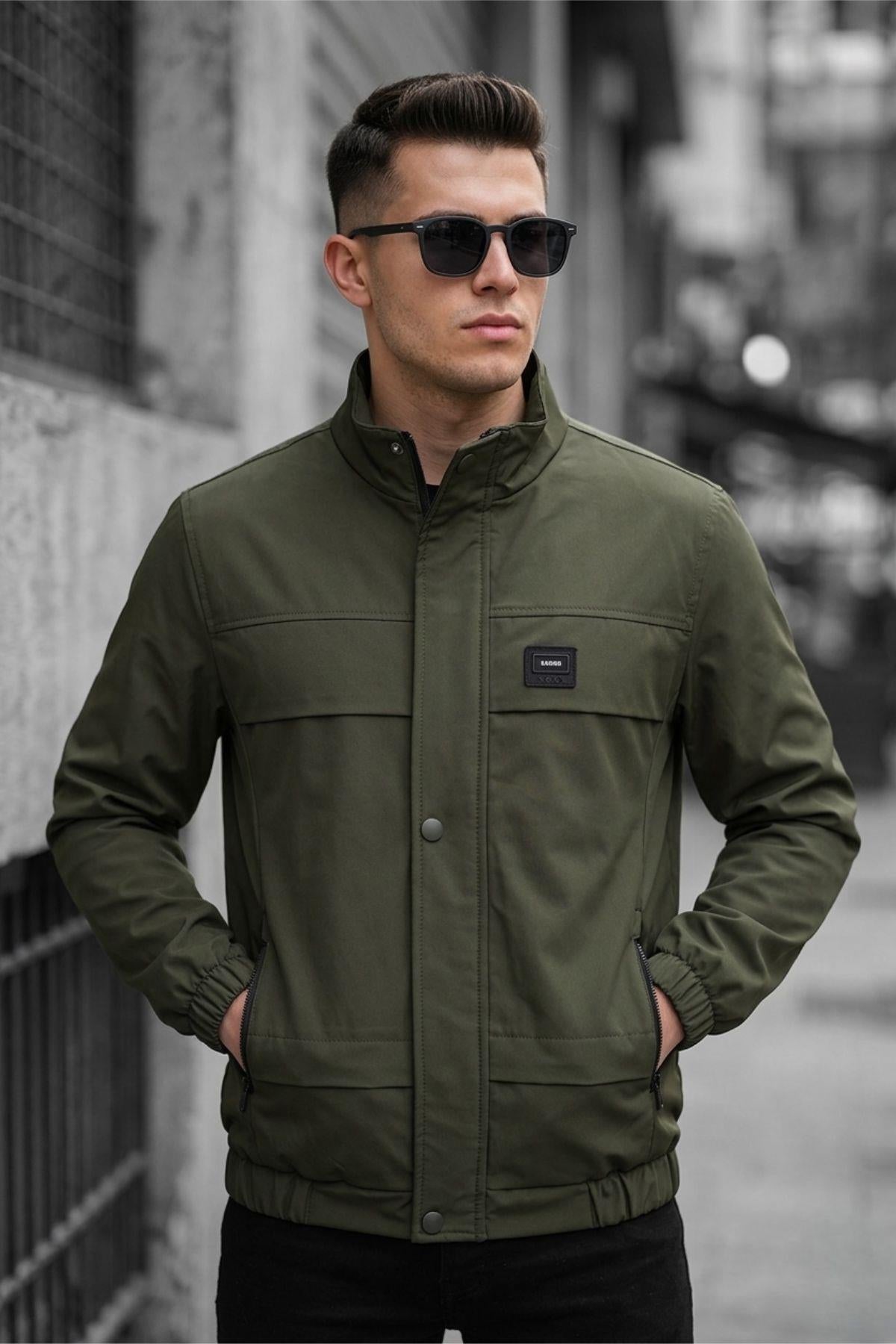 Trend Style Slim Fit Suya Dayanıklı Erkek Mevsimlik Ceket - Fermuarlı ve Cepli