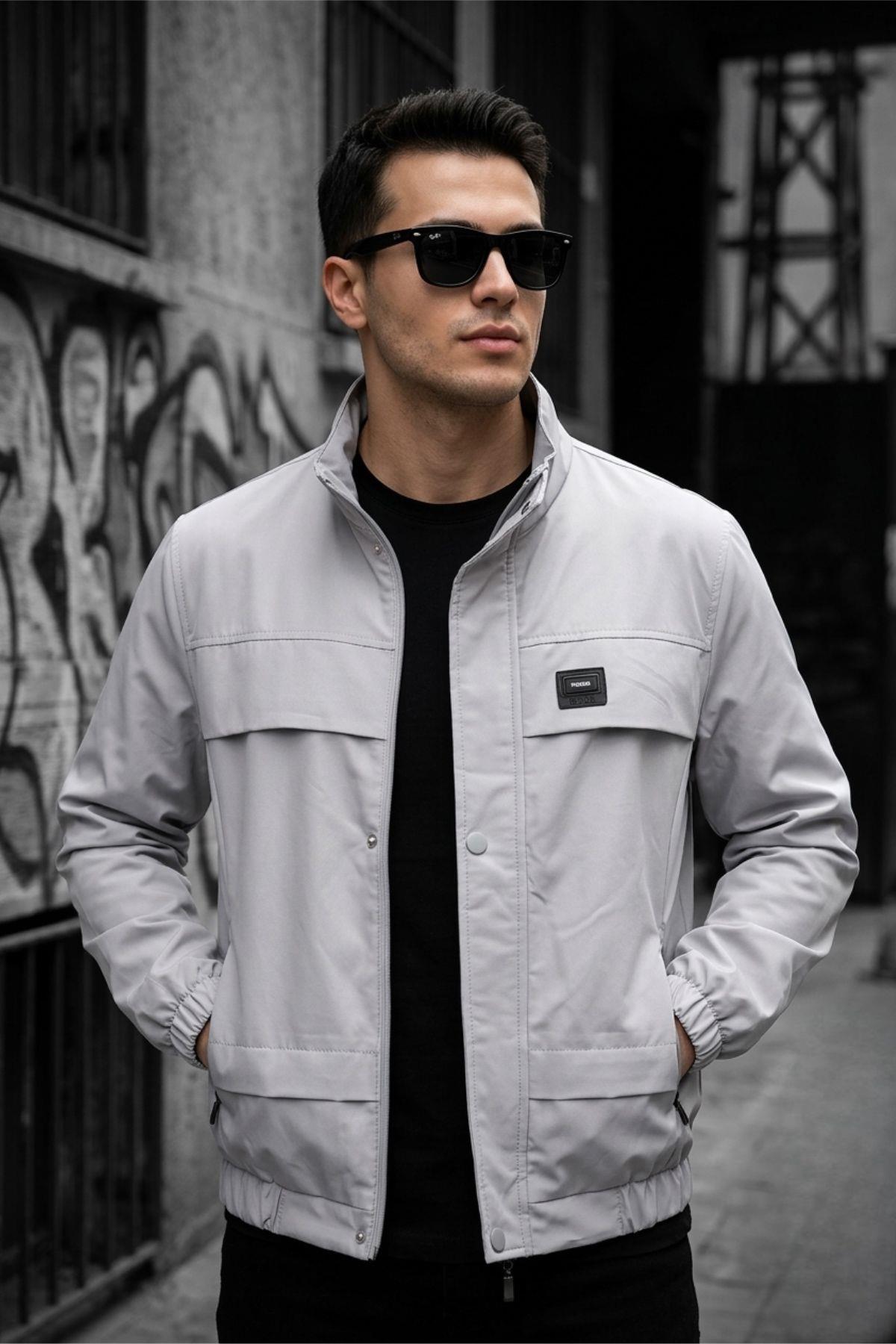 Trend Style Slim Fit Suya Dayanıklı Erkek Mevsimlik Ceket - Fermuarlı ve Cepli