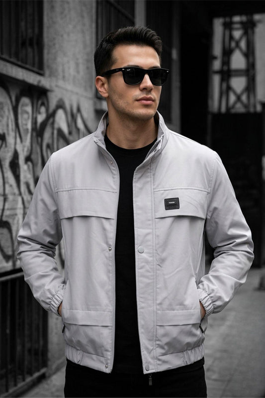 Trend Style Slim Fit Suya Dayanıklı Erkek Mevsimlik Ceket - Fermuarlı ve Cepli