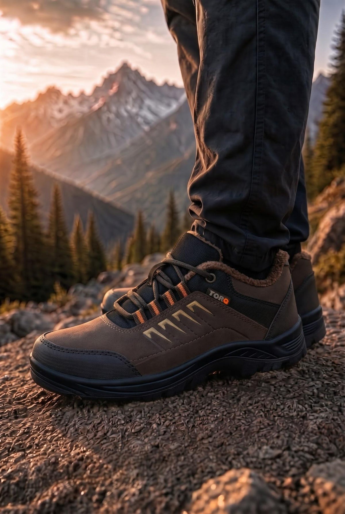 Trq Erkek Outdoor Tırmanış Ayakkabısı - Termal İçi Kürklü Su İtici Trekking Botu
