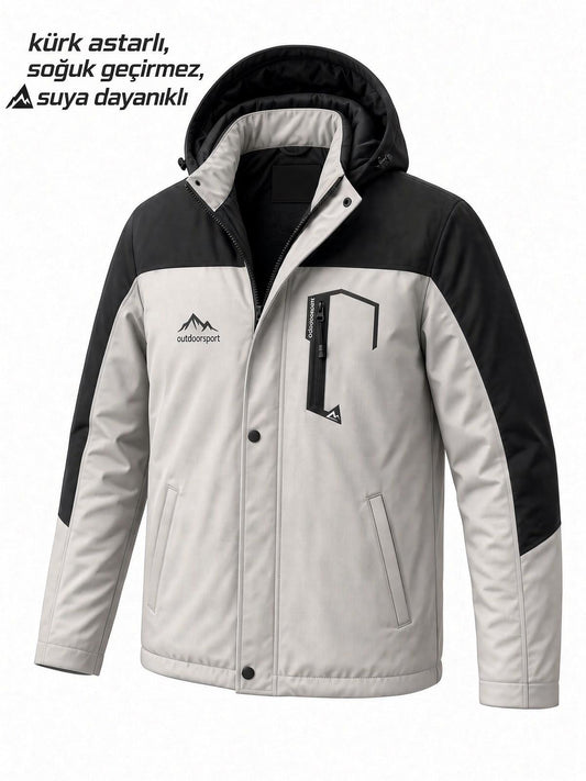 Tuc 1032 İçi Polar/Kürk Astarlı Su İtici Termal Softshell Erkek Mont - Soğuk Geçirmez Spor Kaban