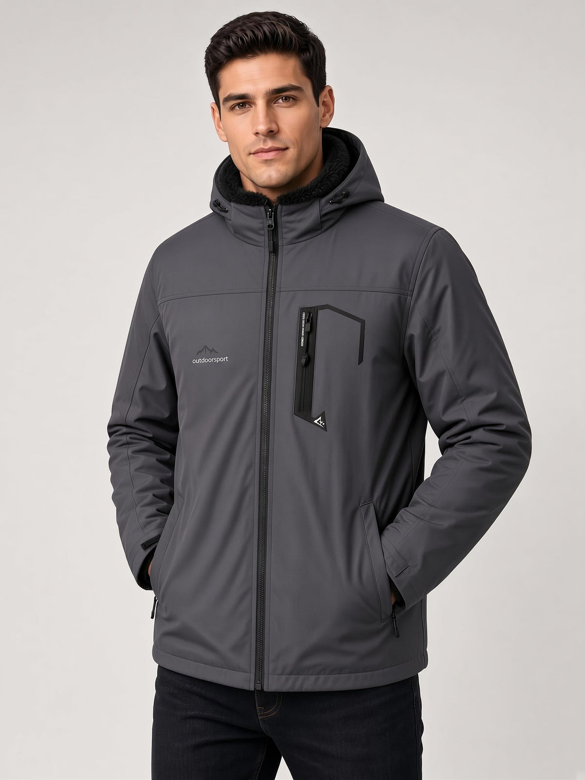 Tuc 2034 İçi Polar/Kürk Astarlı Su İtici Termal Softshell Erkek Mont - Soğuk Geçirmez Spor Kaban Büyük Beden Erkek Mont