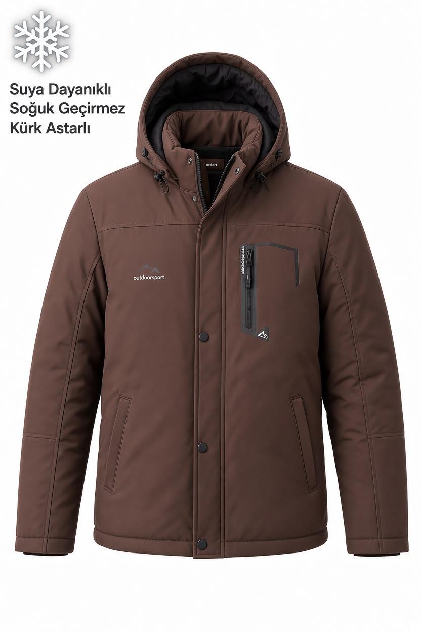 Tuc 2034 İçi Polar/Kürk Astarlı Su İtici Termal Softshell Erkek Mont - Soğuk Geçirmez Spor Kaban Büyük Beden Erkek Mont