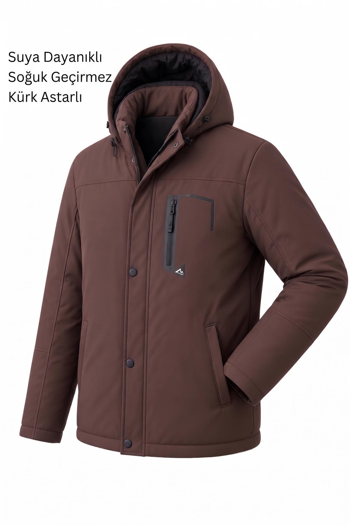Tuc 2034 İçi Polar/Kürk Astarlı Su İtici Termal Softshell Erkek Mont - Soğuk Geçirmez Spor Kaban Büyük Beden Erkek Mont