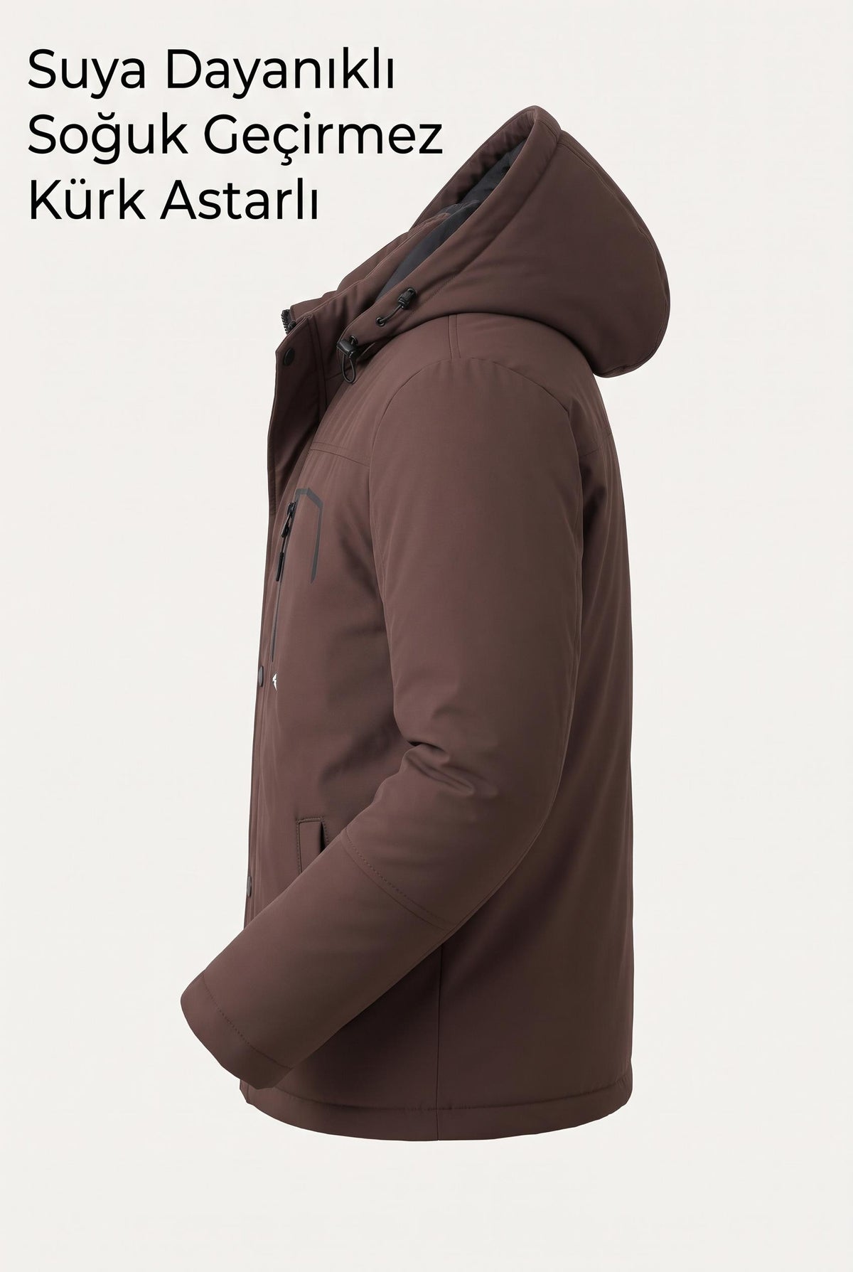 Tuc 2034 İçi Polar/Kürk Astarlı Su İtici Termal Softshell Erkek Mont - Soğuk Geçirmez Spor Kaban Büyük Beden Erkek Mont