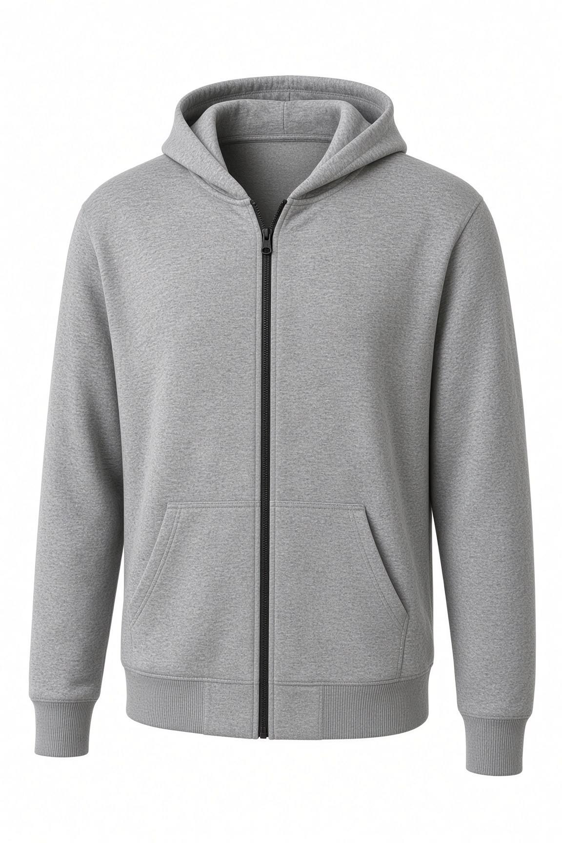 Moxy Unisex Fermuarlı Kapüşonlu İki İplik Şardonlu Sweatshirt Rahat Kalıp Kanguru Cepli Basic Hırka