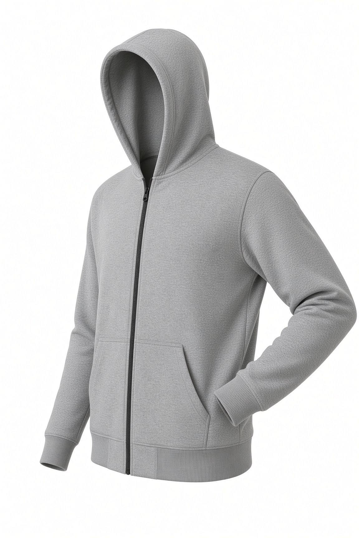 Moxy Unisex Fermuarlı Kapüşonlu İki İplik Şardonlu Sweatshirt Rahat Kalıp Kanguru Cepli Basic Hırka