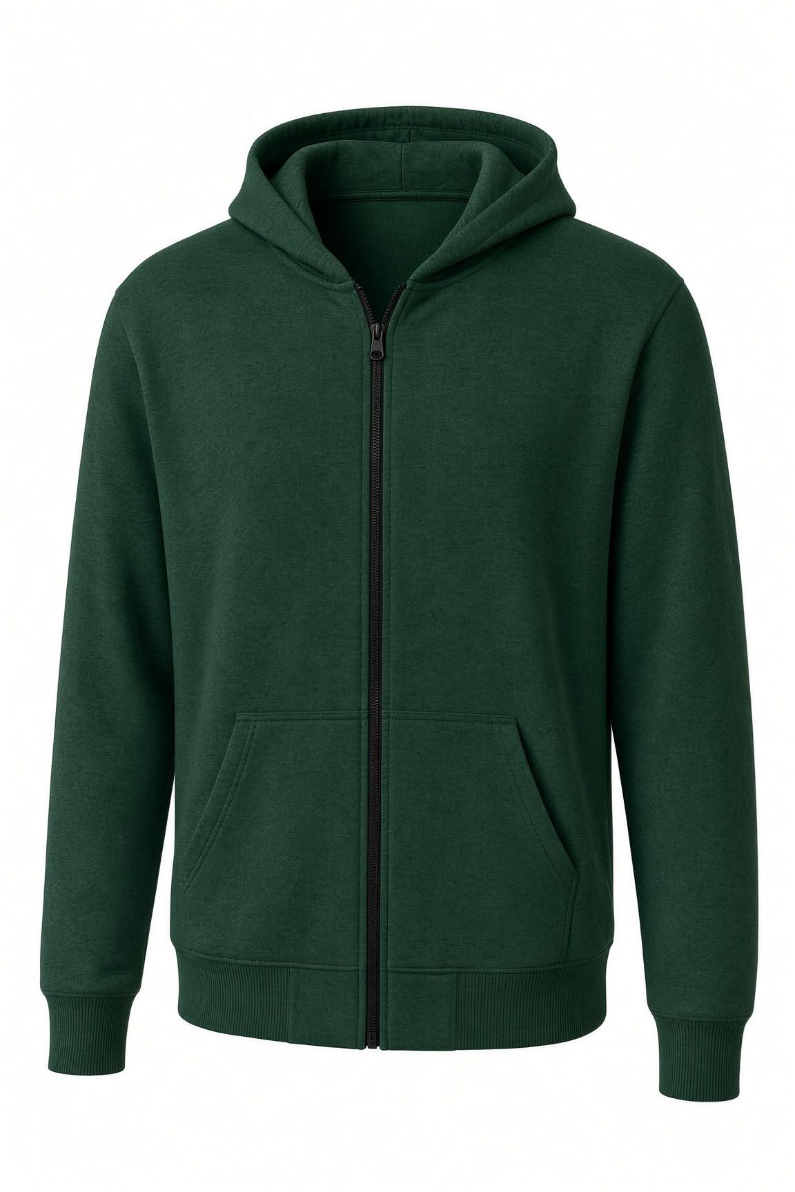 Moxy Unisex Fermuarlı Kapüşonlu İki İplik Şardonlu Sweatshirt Rahat Kalıp Kanguru Cepli Basic Hırka