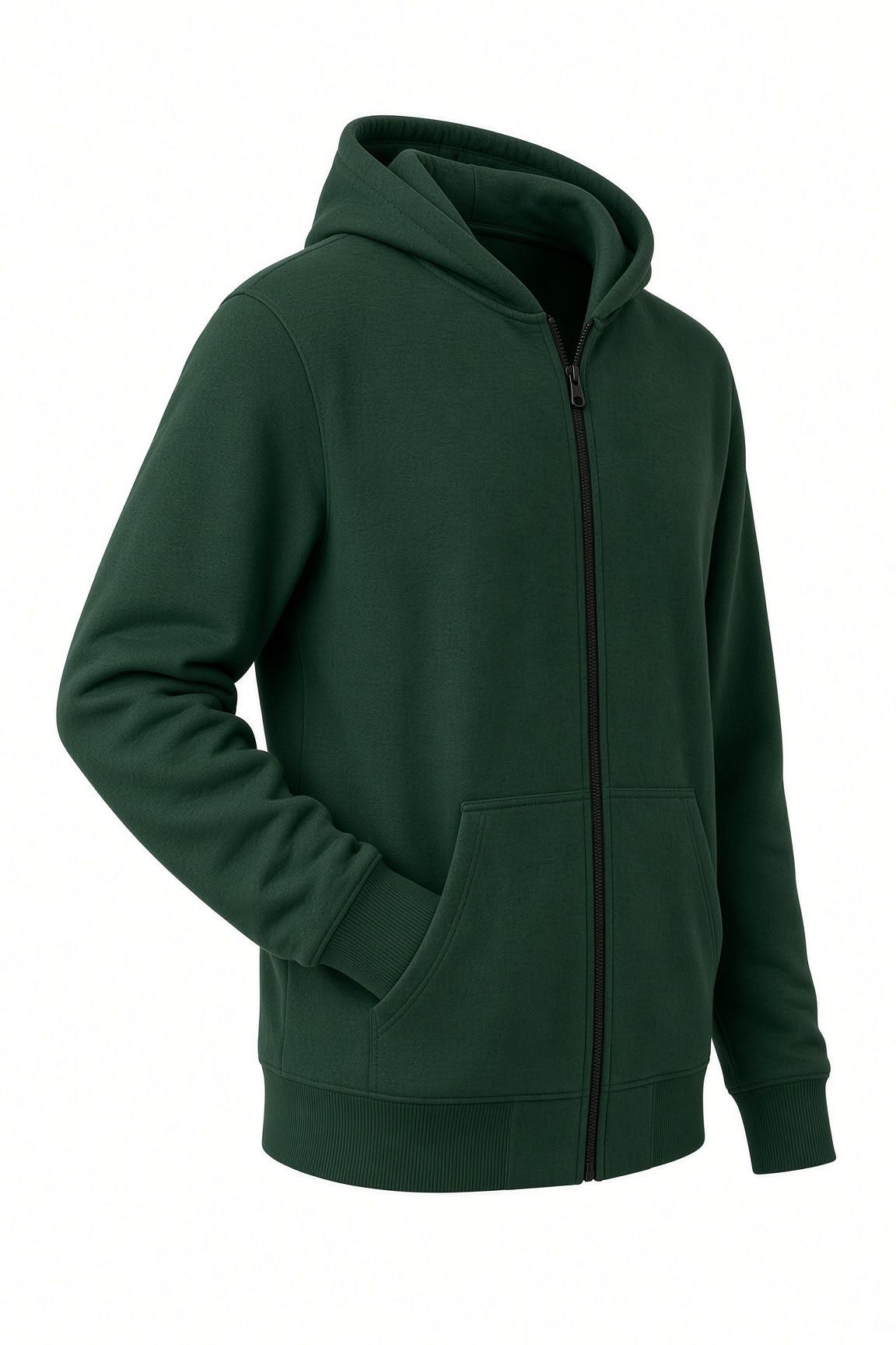 Moxy Unisex Fermuarlı Kapüşonlu İki İplik Şardonlu Sweatshirt Rahat Kalıp Kanguru Cepli Basic Hırka