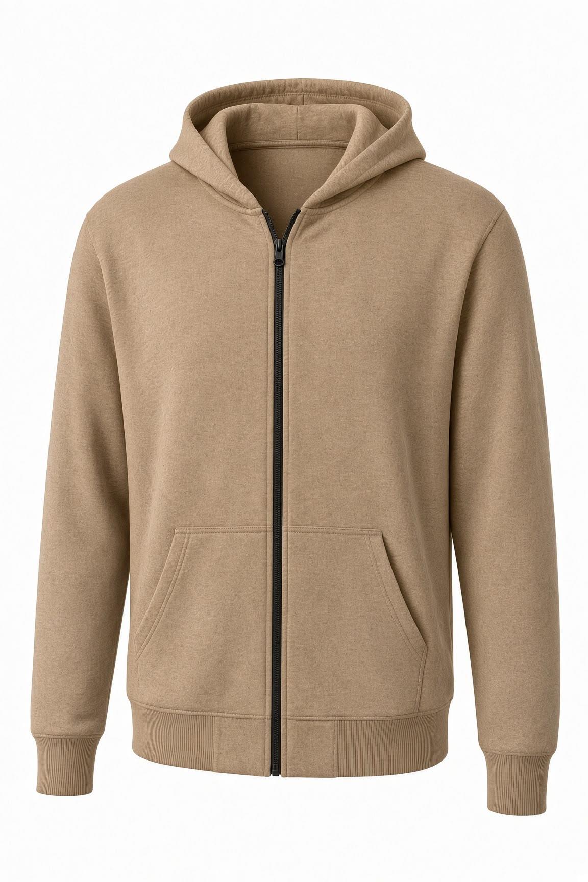Moxy Unisex Fermuarlı Kapüşonlu İki İplik Şardonlu Sweatshirt Rahat Kalıp Kanguru Cepli Basic Hırka