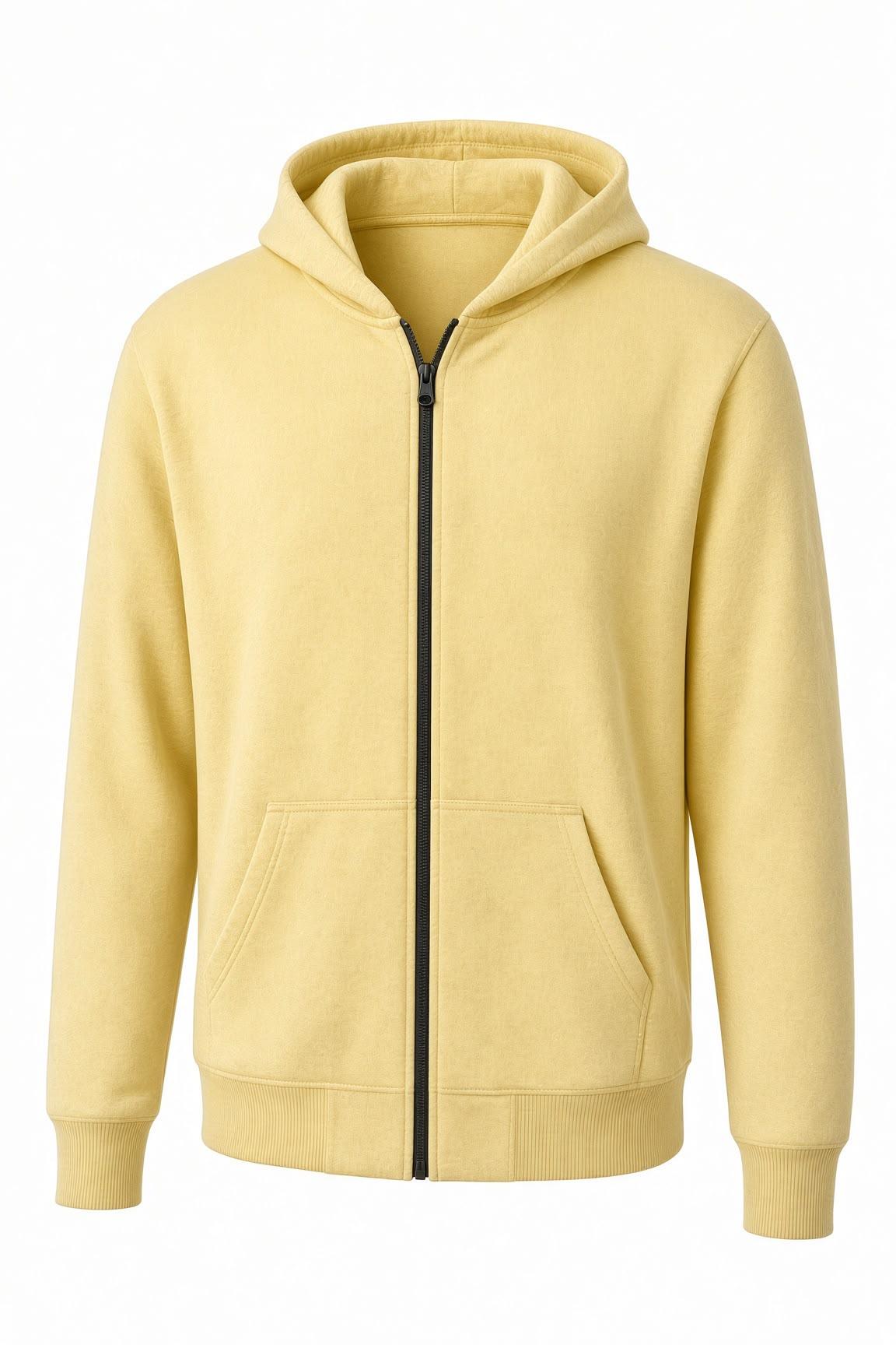 Moxy Unisex Fermuarlı Kapüşonlu İki İplik Şardonlu Sweatshirt Rahat Kalıp Kanguru Cepli Basic Hırka